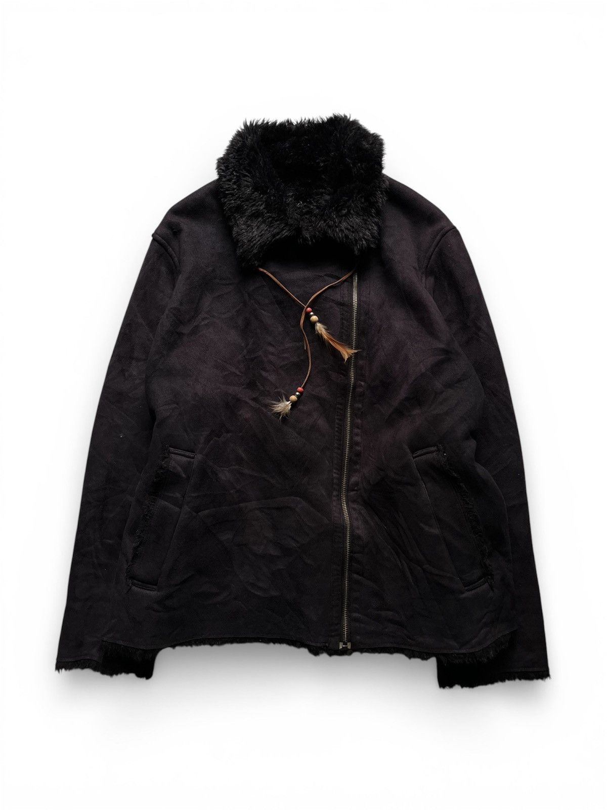 Japanese Brand Uniqlo faux fur velvet asymmetric punk jacket Size US L / EU 52-54 / 3 - 1 Thumbnail