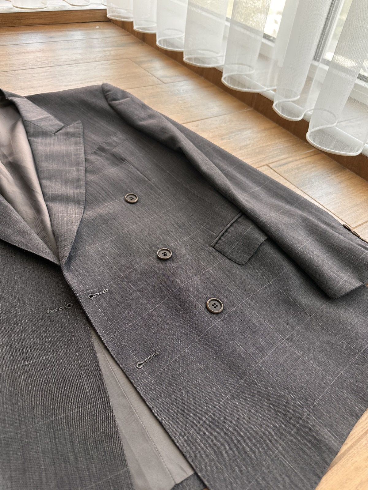 Balenciaga × Vintage Vintage Balenciaga Paris Luxury Laine Grey Formal Suit Size 40L - 13 Thumbnail
