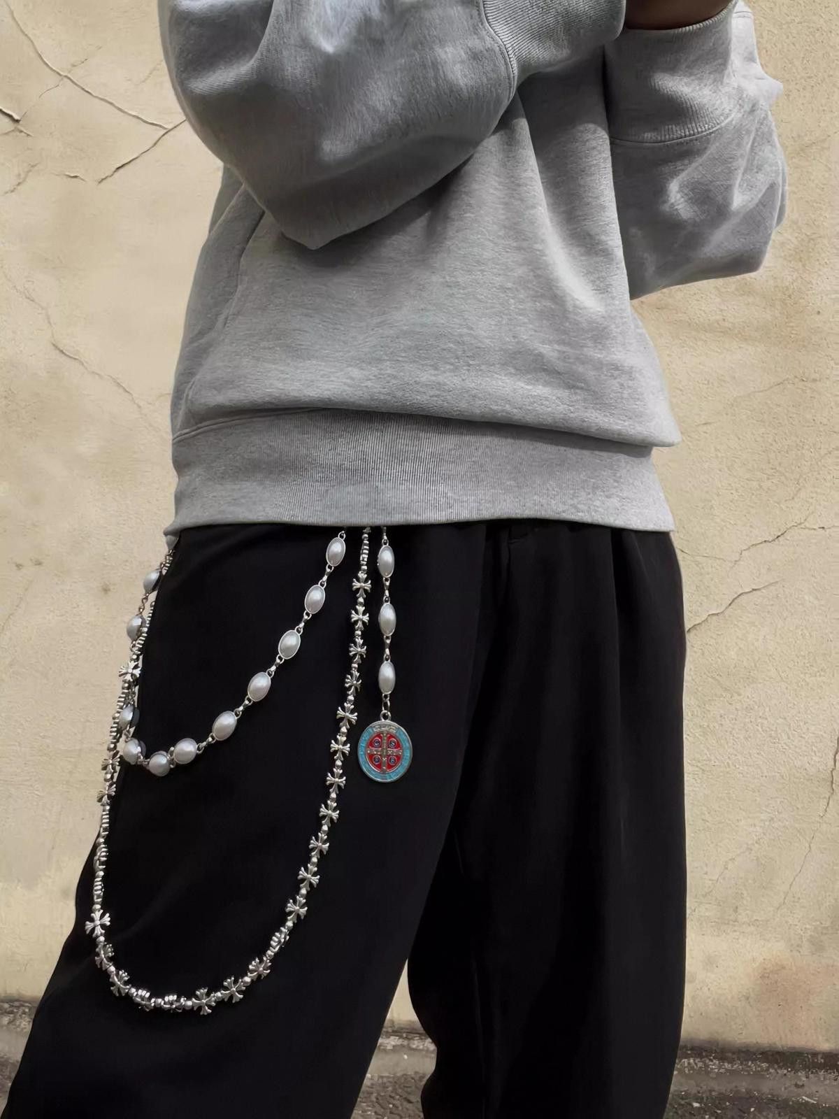 Jewelry Layered Pearls Wallet Chain,Y2K Jeans Chain,Gothic Pants Size ONE SIZE - 5 Thumbnail