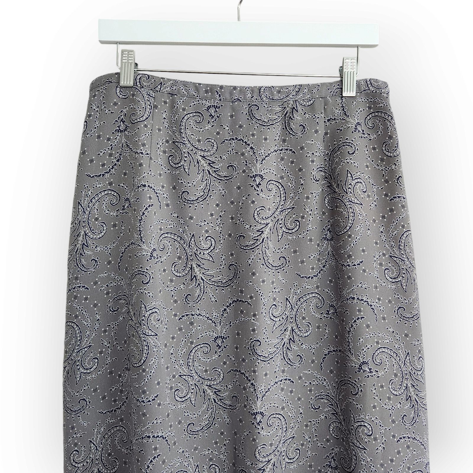 Vintage Vintage Worthington Gray Paisley Whimsigoth Midi Skirt 8 Size 30" / US 8 / IT 44 - 2 Thumbnail
