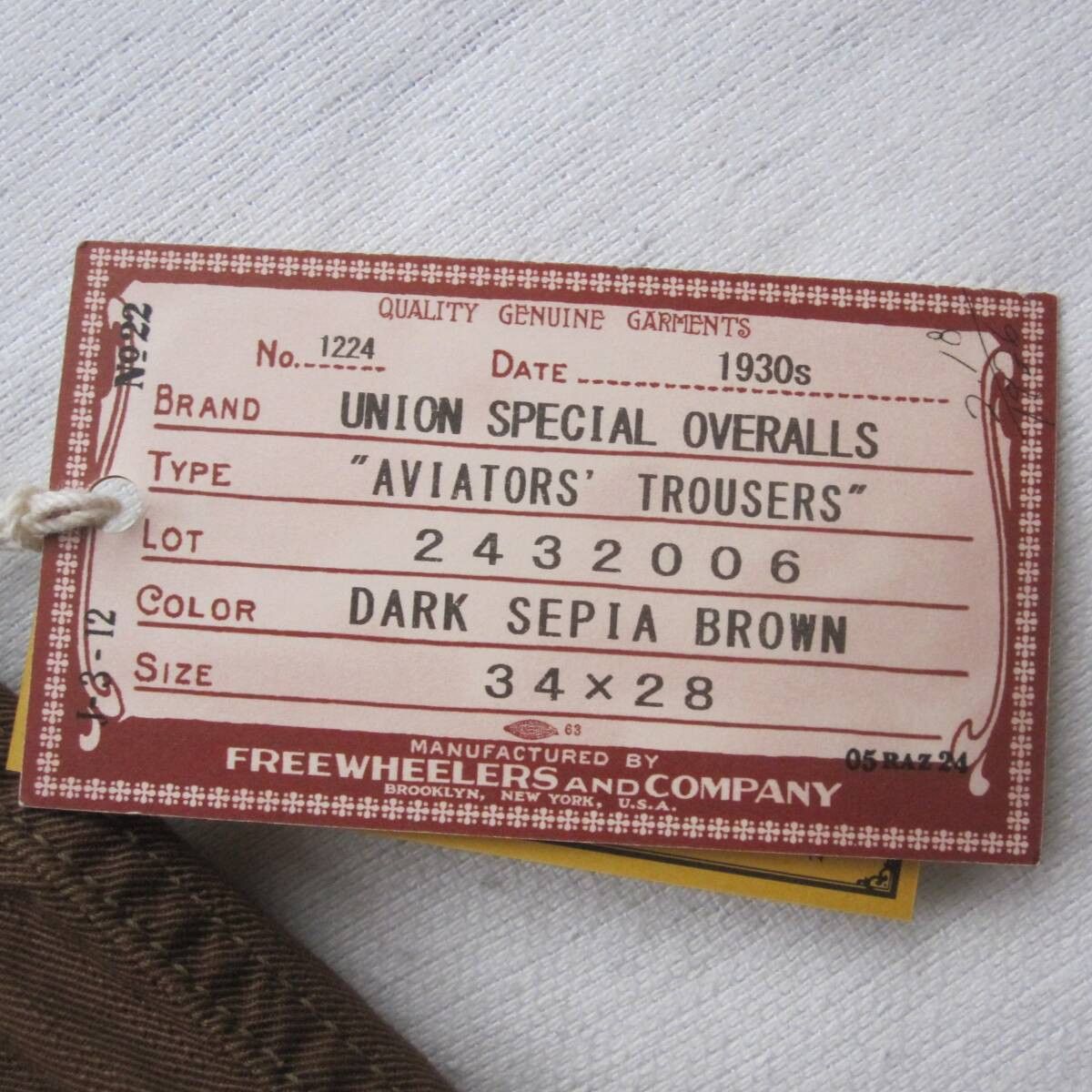 Freewheelers “AVIATOR’S TROUSERS” 34 SEPEA BROWN Size US 34 / EU 50 - 2 Thumbnail