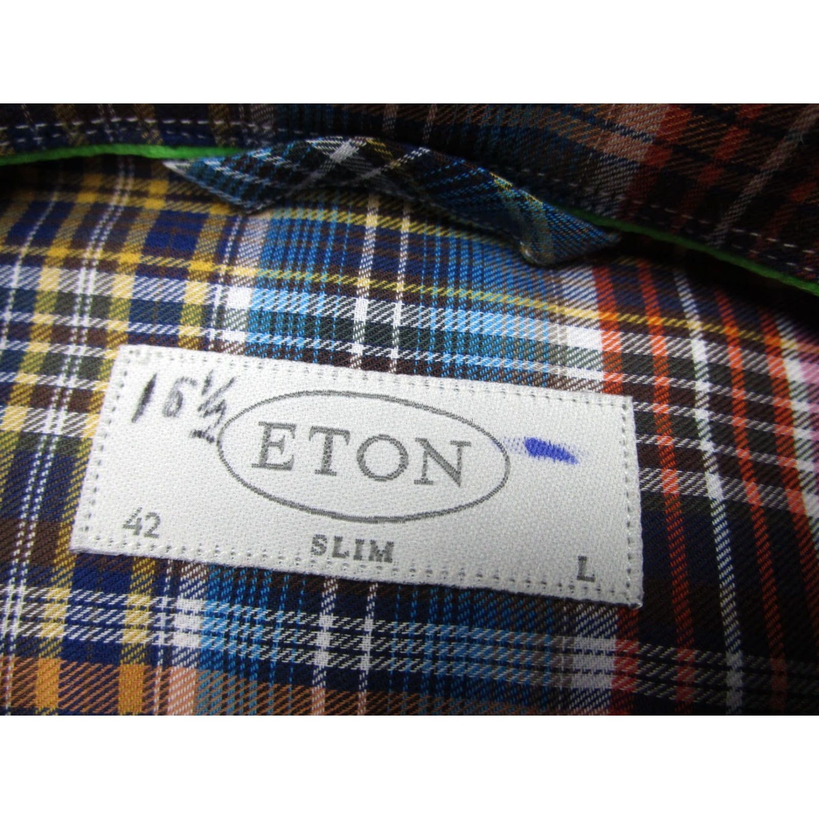 Eton ETON Shirt Mens Slim 42 15.5 Madras Tattersall Plaid Button-down Large Size US L / EU 52-54 / 3 - 6 Thumbnail