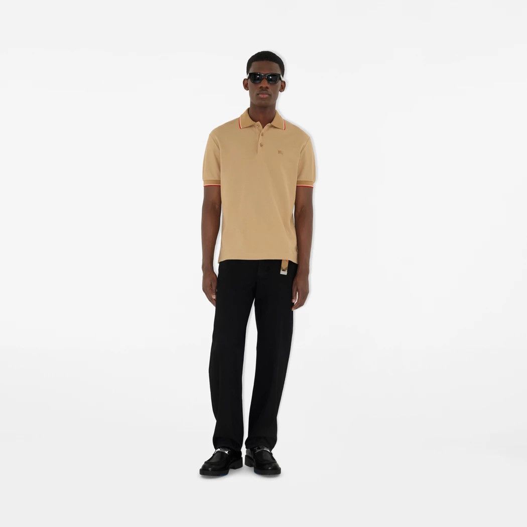 Burberry os11x0526 Logo Collar Cotton Polo Shirt in Beige Size US S / EU 44-46 / 1 - 2 Thumbnail
