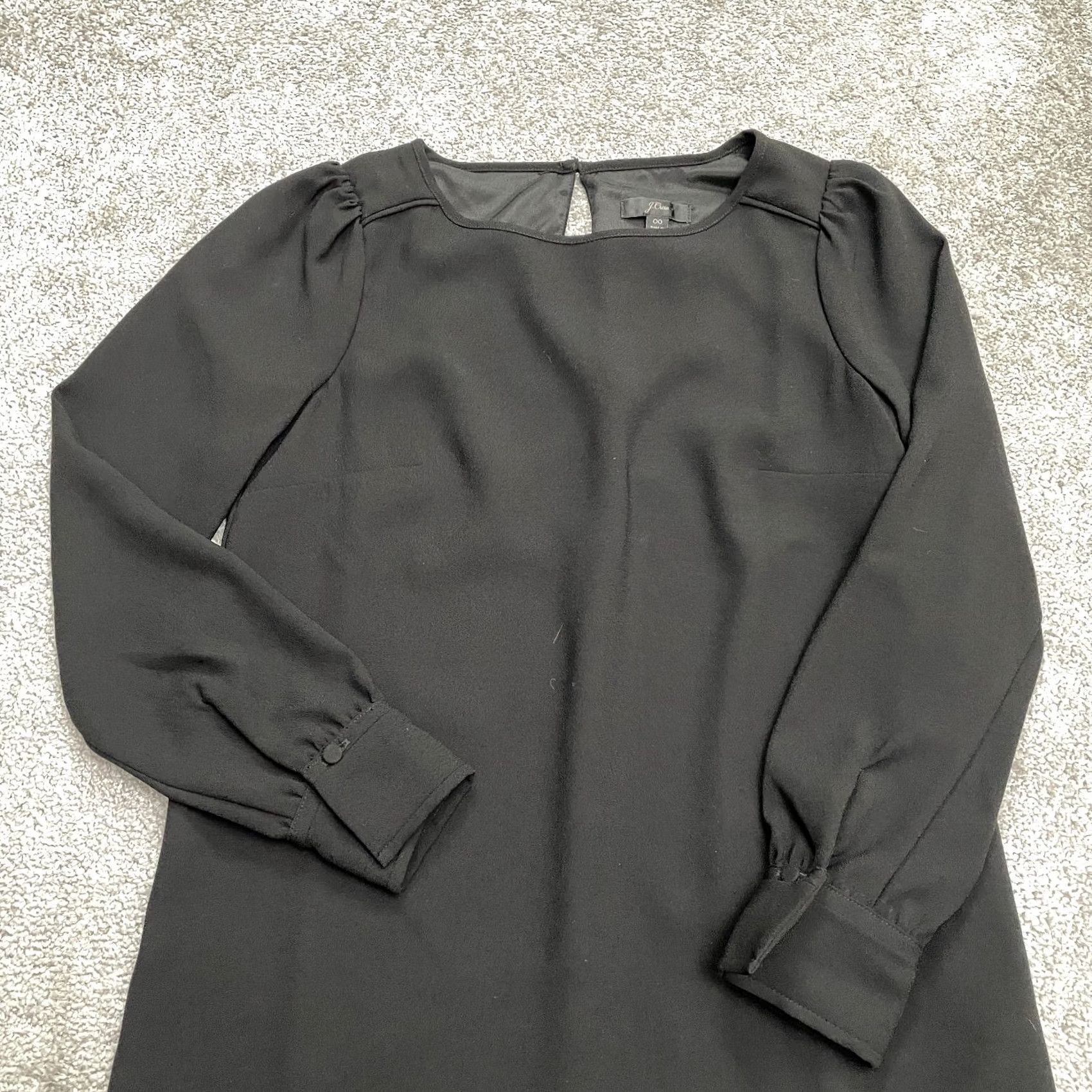 J.Crew J.Crew Midi Shift Dress Womens 00 Black Long Sleeve Classic Everyday Crepe Size XXS / US 00 / IT 34 - 3 Thumbnail