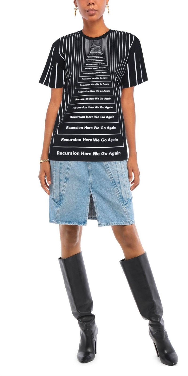 Paco Rabanne Rabanne black T-shirt “recursion here we go again” Size XL / US 12-14 / IT 48-50 - 1 Thumbnail