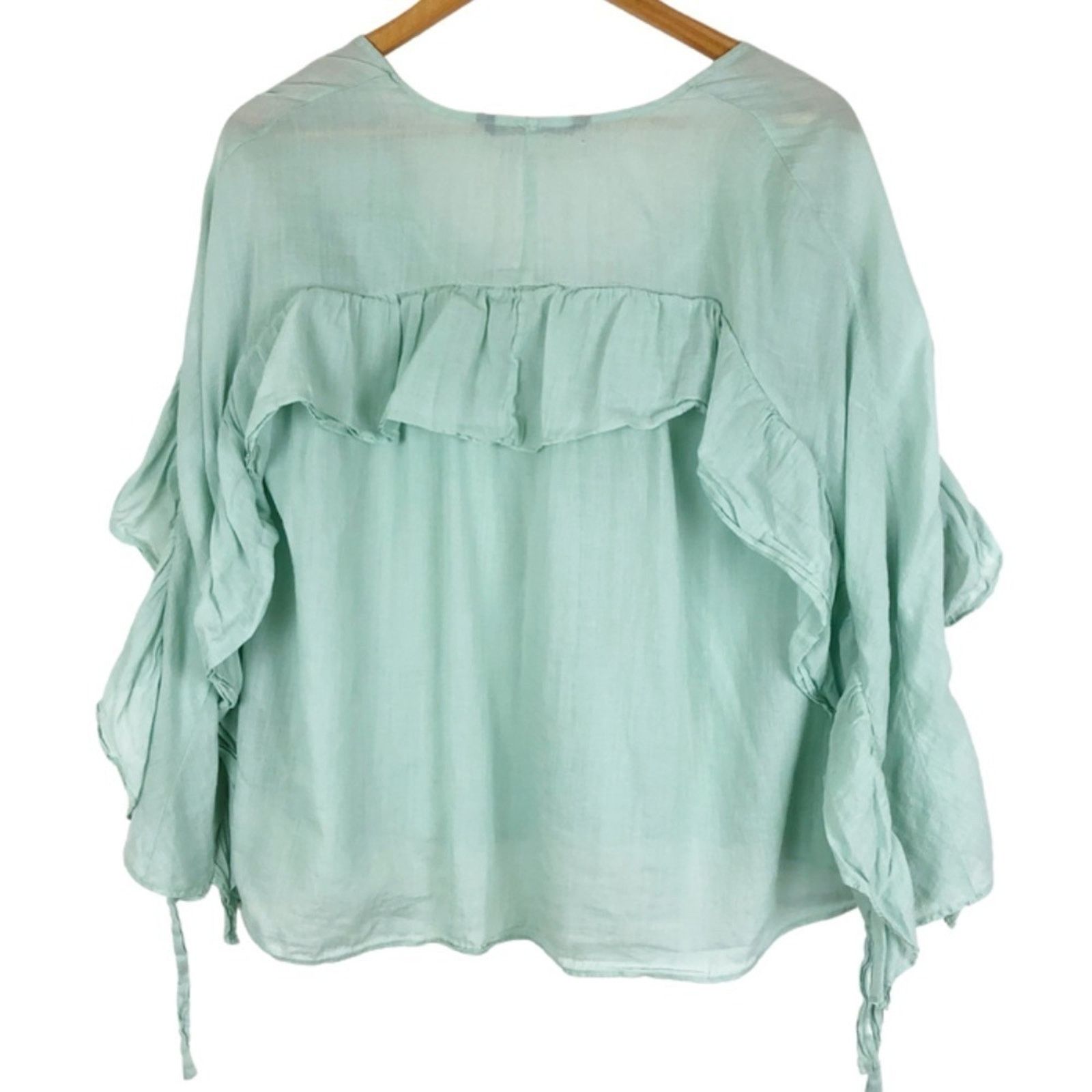 Zara Zara Women’s Basic Sage Ruffle Feminine Blouse Size M / US 6-8 / IT 42-44 - 10 Thumbnail