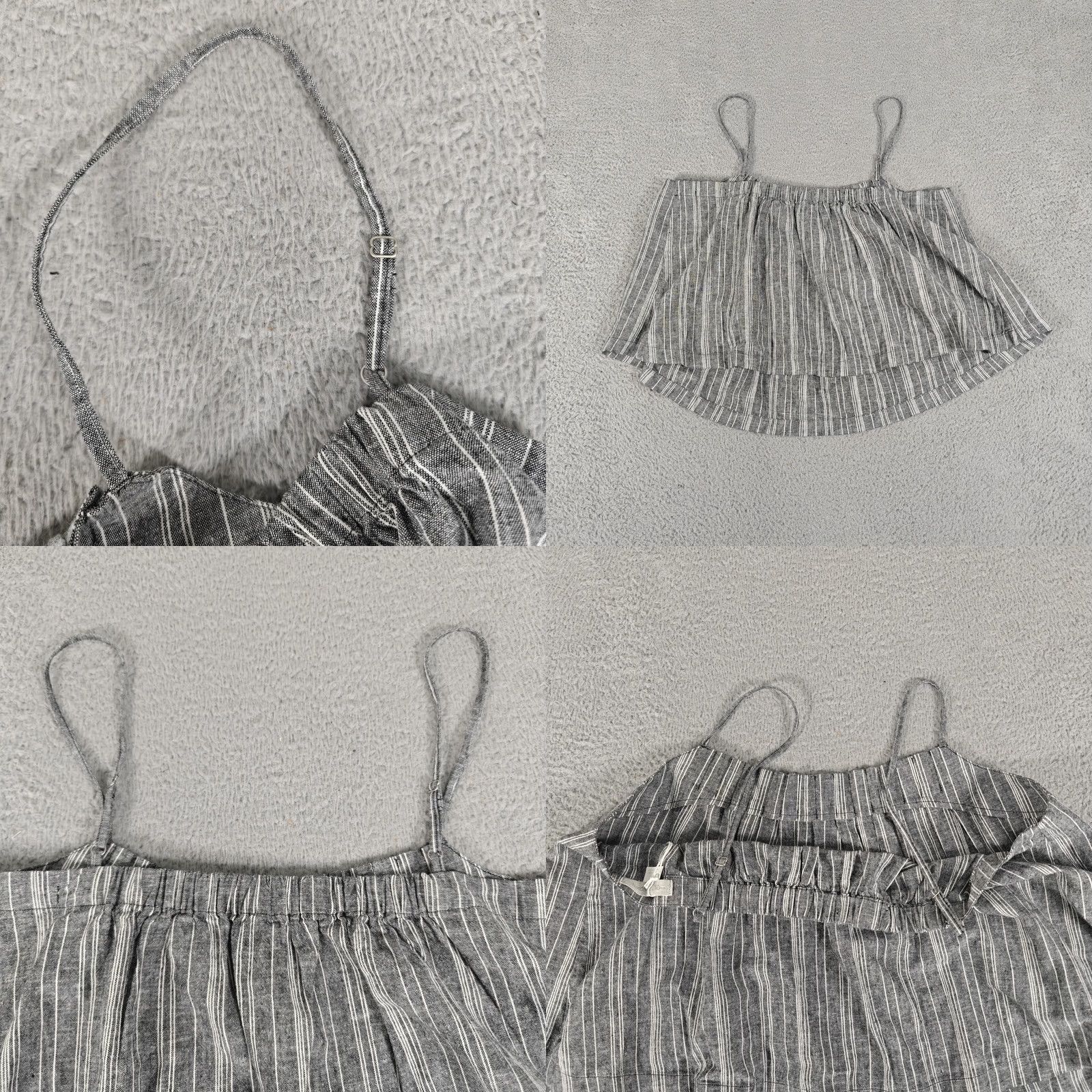Outerknown Outerknown Womens Large Tank Top Gray White Stripe Linen Cotton Adjustable Size L / US 10 / IT 46 - 8 Thumbnail