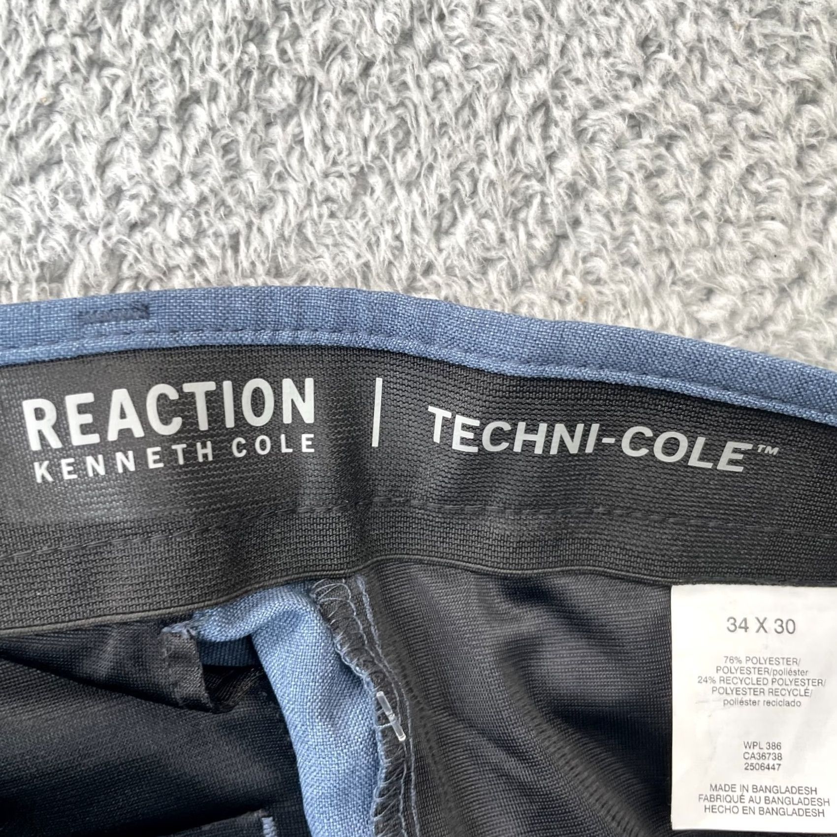 Kenneth Cole Kenneth Cole Pants Mens 34 x 30 Blue Reaction Techni Cole Performance Slim Straight Leg Dress Pants Size US 34 / EU 50 - 3 Thumbnail
