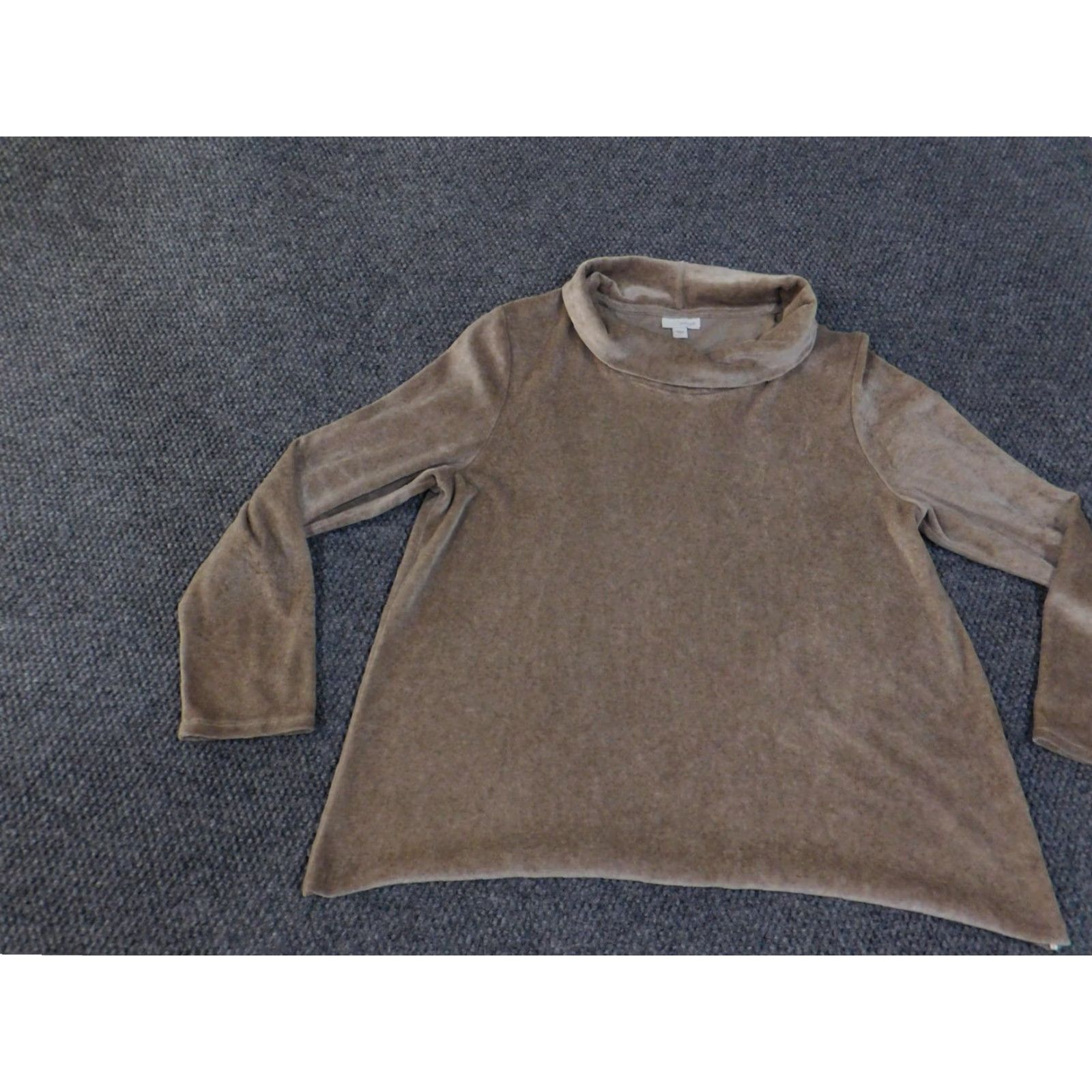 Velvet Pure Jill Pullover Womens Large Brown Velvet Cowl Neck Long Sleeve Relaxed Fit Solid Velour Sweater Size L / US 10 / IT 46 - 3 Thumbnail