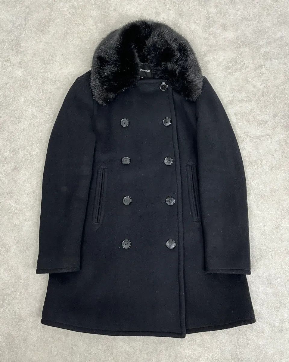 Emporio Armani AW2019 Emporio Armani Black Wool Faux Fur Collar Buttoned Coat Size XS / US 0-2 / IT 36-38 - 1 Thumbnail