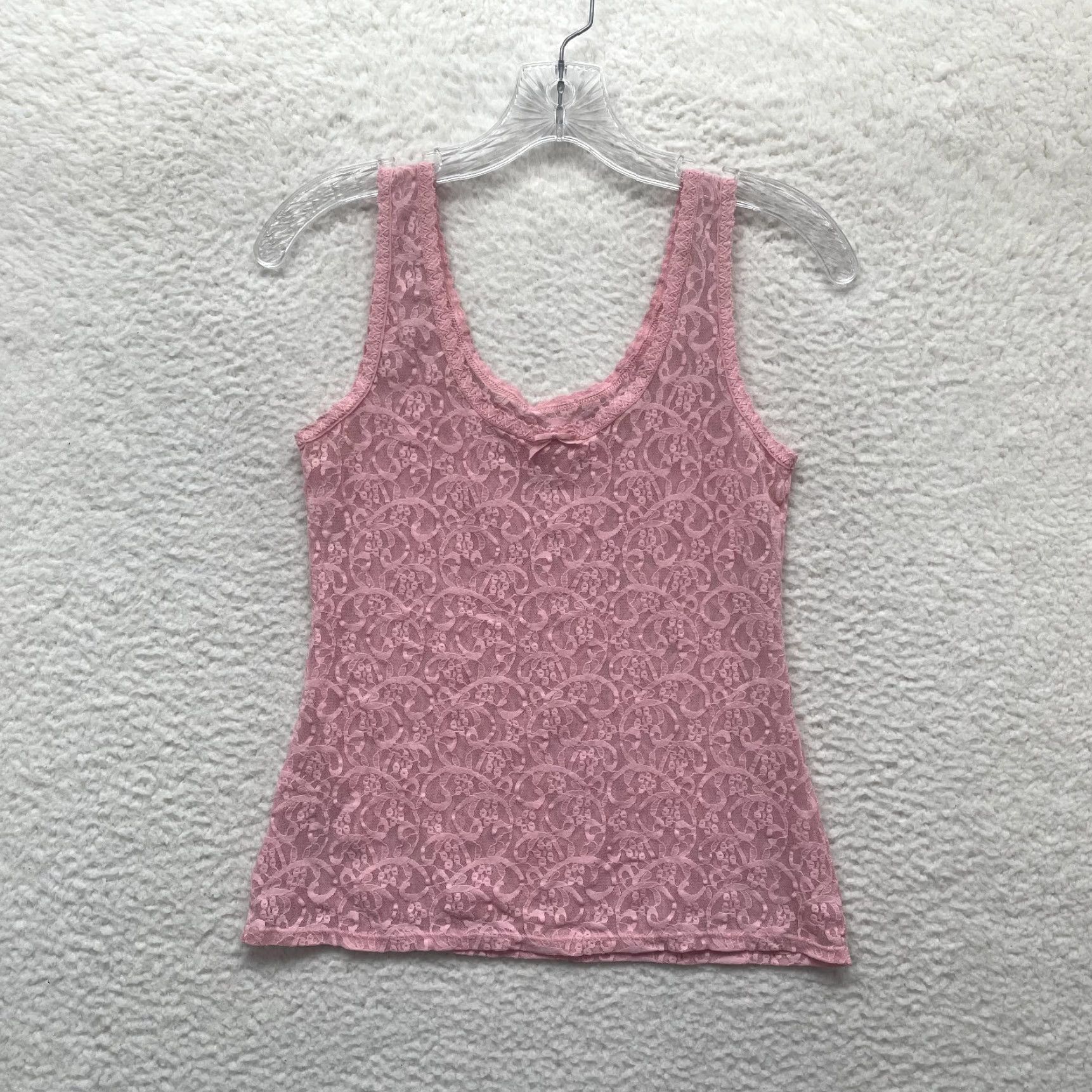 Vintage VINTAGE 90s Y2K Camisole Tank Top Pink Lace Coquette Fairy Whimsigoth Shirt Womens L Size L / US 10 / IT 46 - 2 Thumbnail