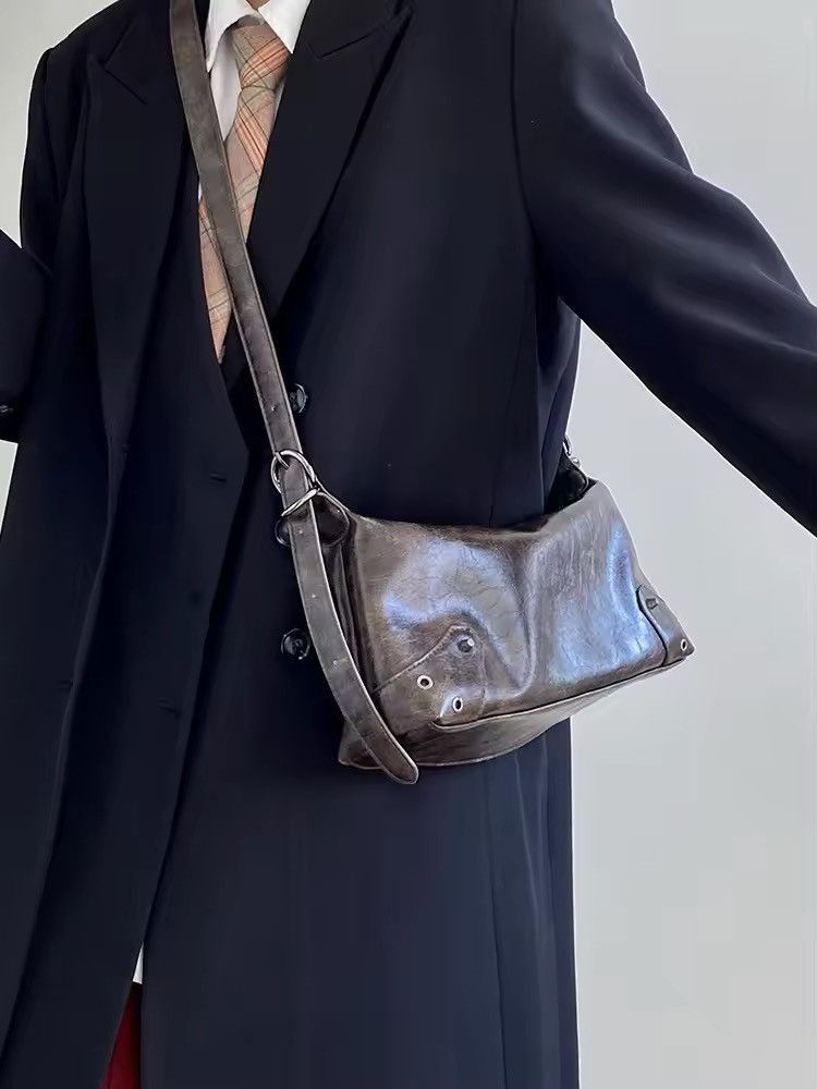 Pu Leather Small Shoulder Bag in Brown, Women's