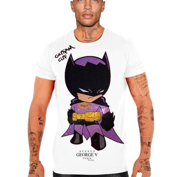 George V Paris Men’s designer white Batman George V of Paris T-shirt with r Size US XL / EU 56 / 4 - 1 Preview