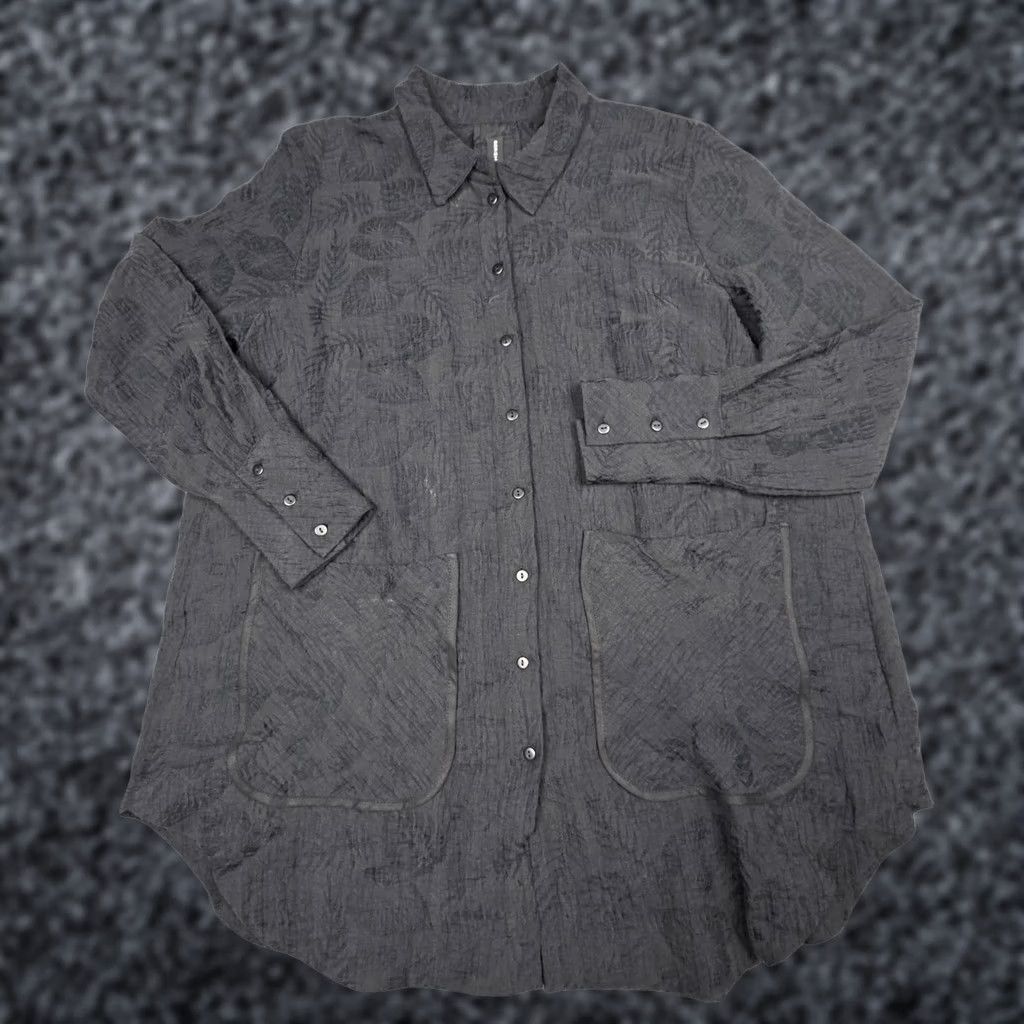 Vintage GERSHON BRAM Alice Shirt Women's Large Black Button Up Textured Knit Viscose NWT Size L / US 10 / IT 46 - 1 Thumbnail