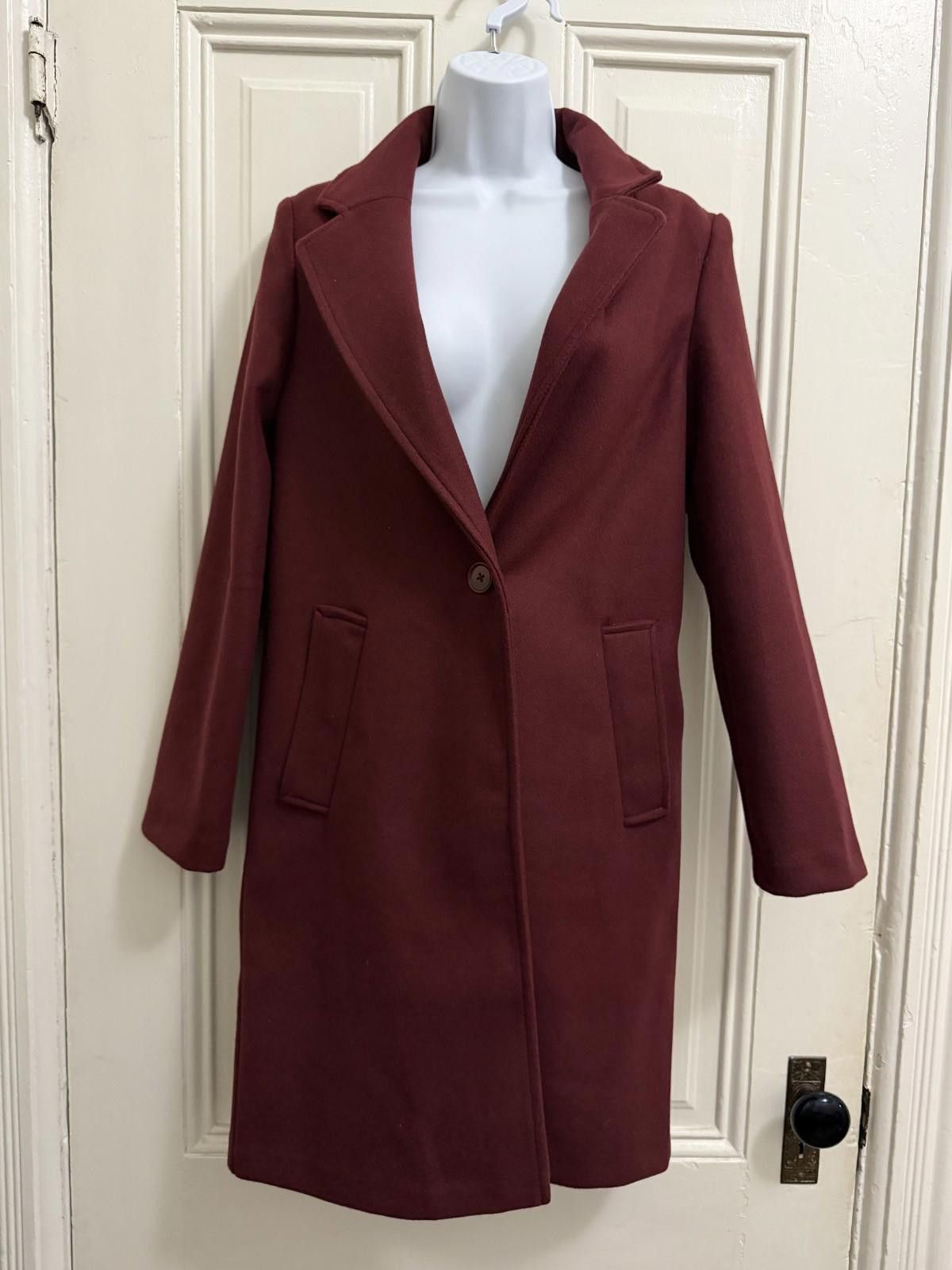 Other *NWT* STRADIVARIUS Wool Look Jacket in Burgundy (X-SMALL) Size XS / US 0-2 / IT 36-38 - 5 Thumbnail
