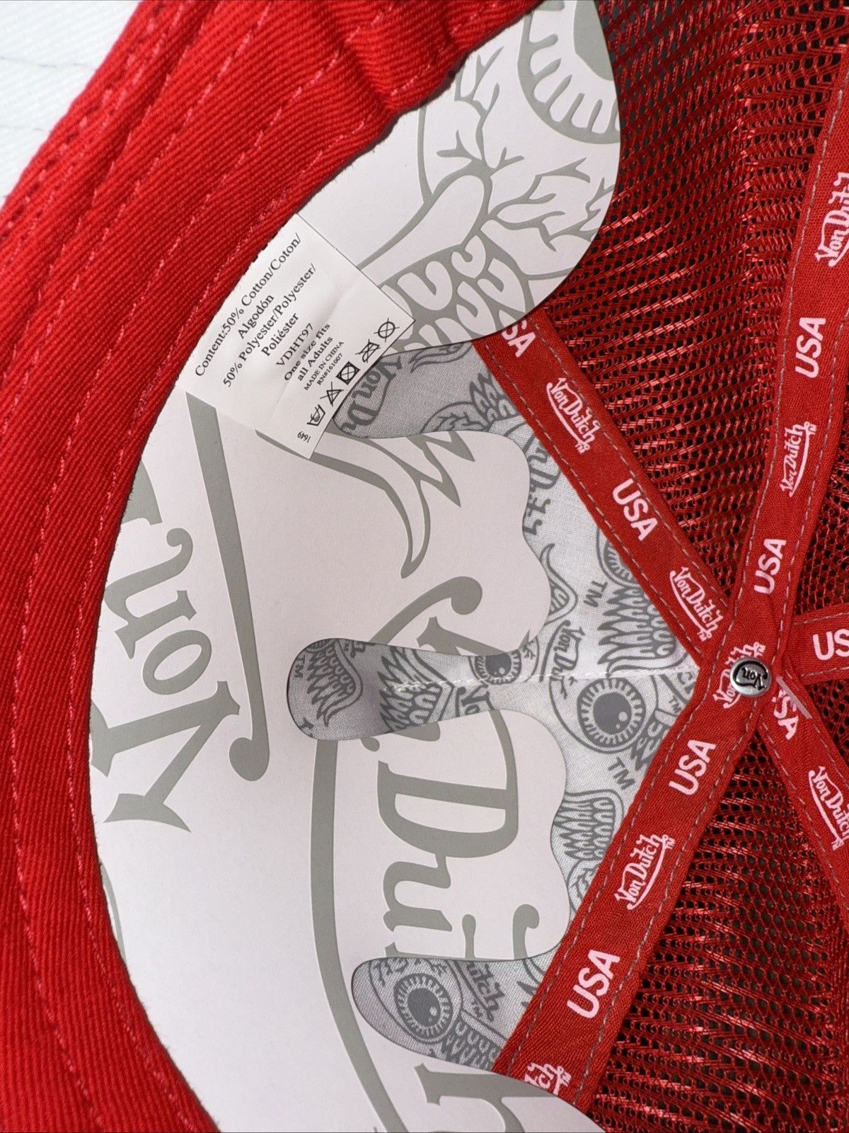Von Dutch Von Dutch Trucker Hat White Red Oval Logo Snapback Cap New Size ONE SIZE - 5 Thumbnail