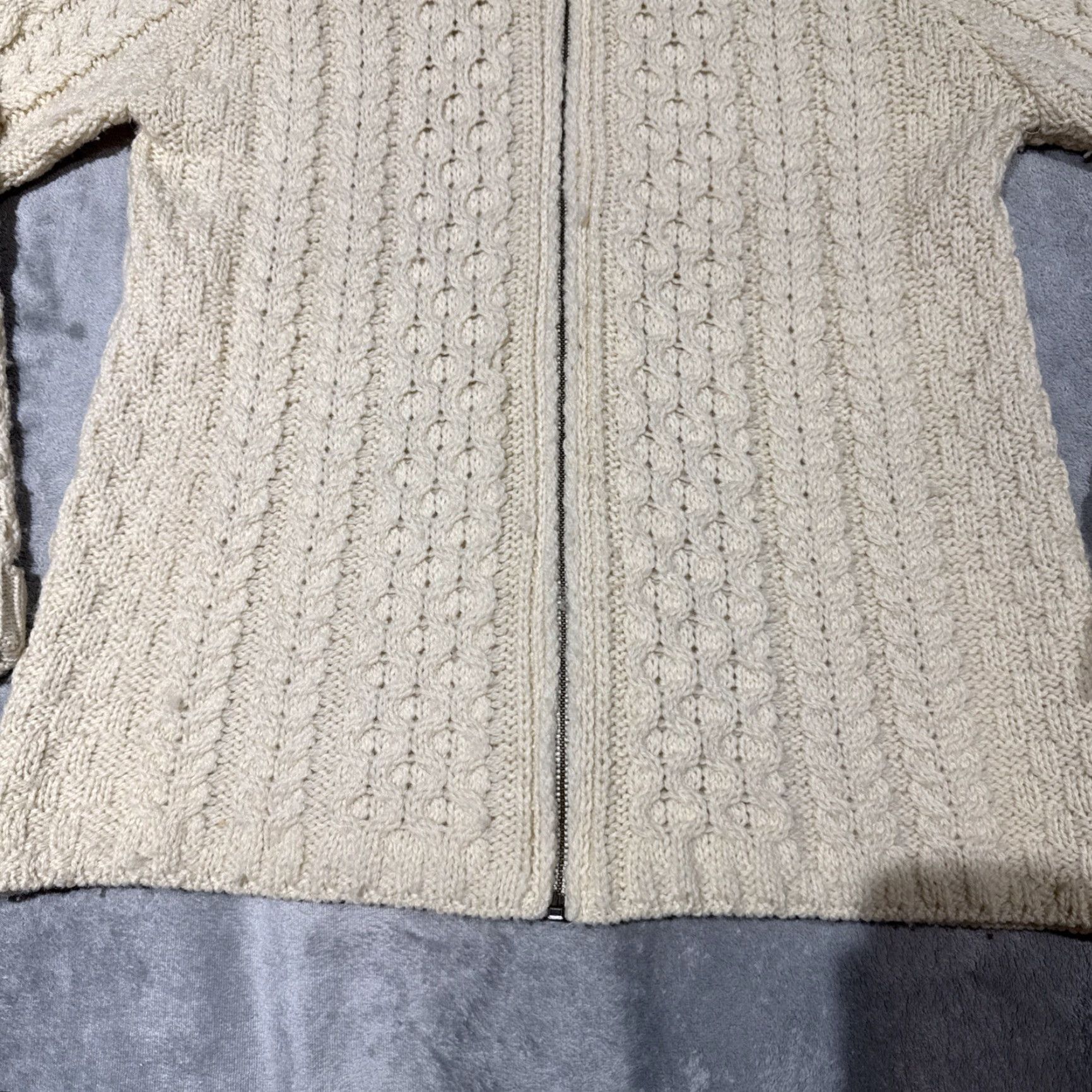 Vintage VINTAGE Inis Crafts Sweater Full Zip Women M Beige Fisherman Wool Aran Cable-Knit Knit All Seasons Outdoor Preppy Logo Modern Classic Size M / US 6-8 / IT 42-44 - 3 Thumbnail