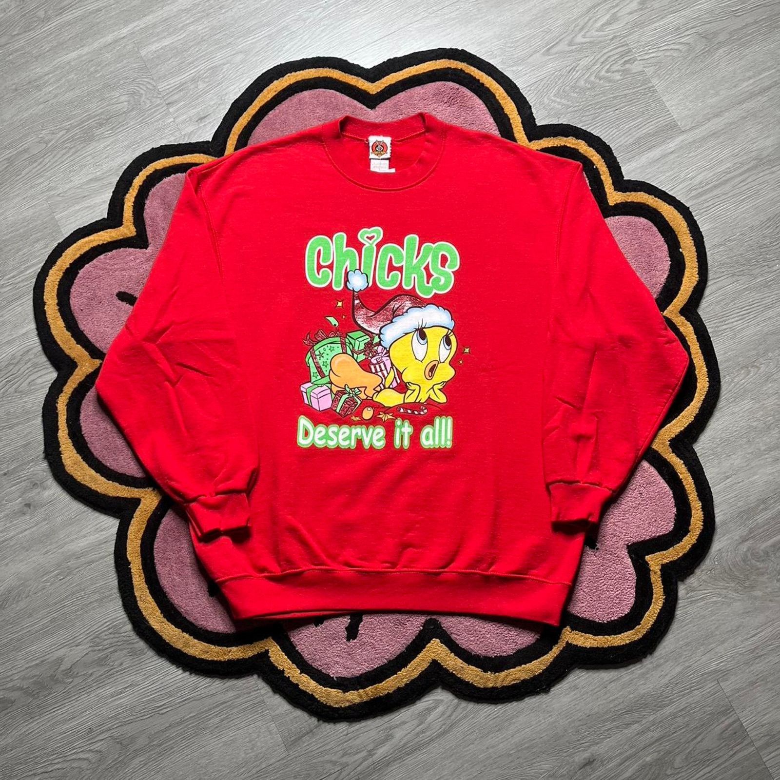 Vintage × Warner Bros Vtg Looney Tunes Tweety Bird Christmas Graphic Sweatshirt Size US XL / EU 56 / 4 - 1 Thumbnail