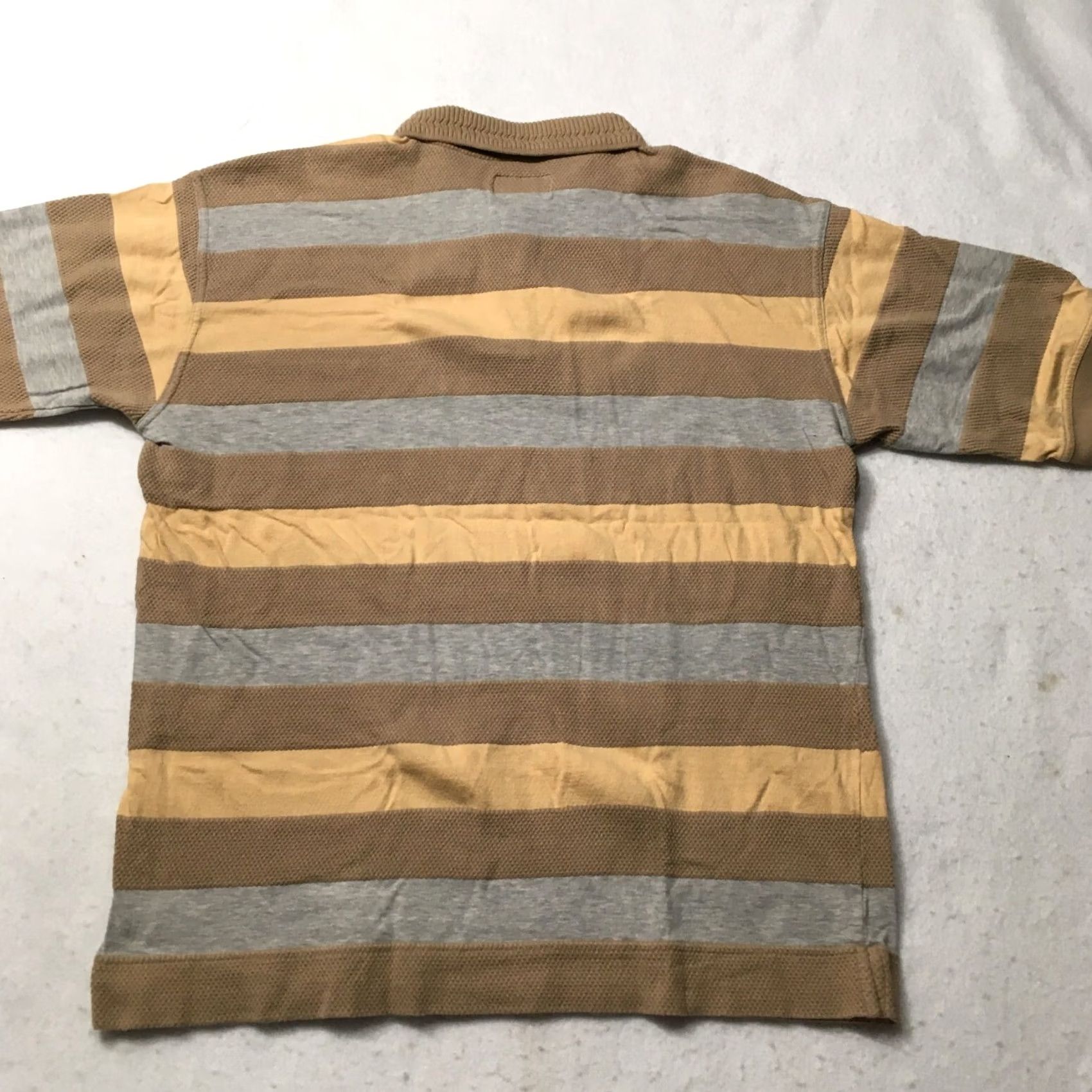 Review Review Polo Shirt Men Large beige Stripe Cotton Golf Size US L / EU 52-54 / 3 - 6 Thumbnail