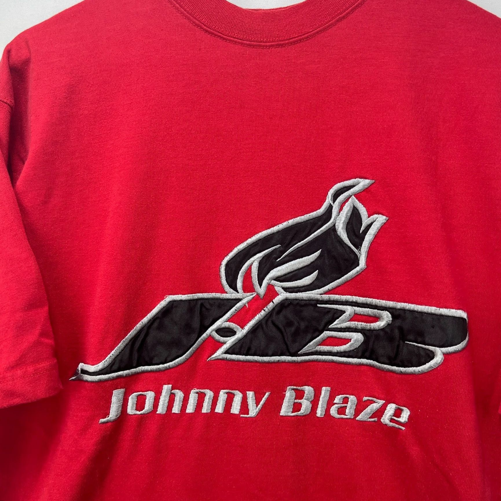 VINTAGE Johnny Blaze Hip Hop T-Shirt Large Red Affliction Men’s T-Shirt 90s Concert Method Man}
