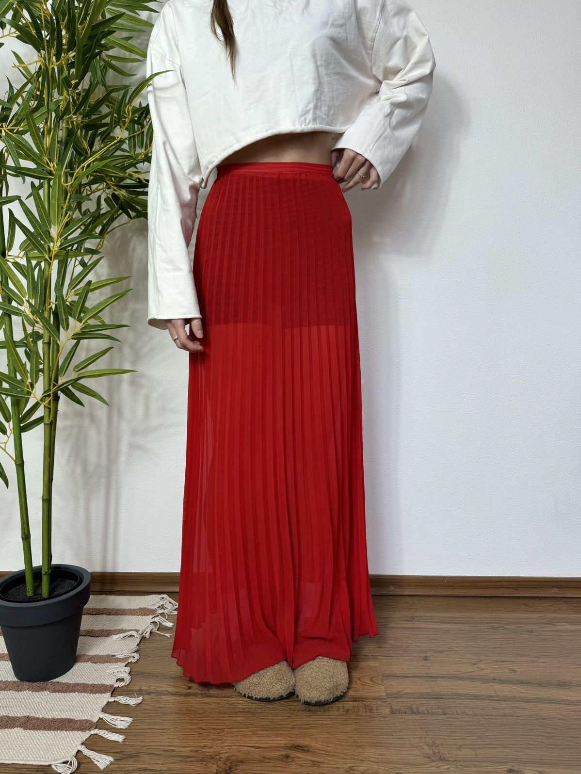 Vintage VINTAGE MAXI SKIRT MESH RED PLEATED ISSEY MIYAKE STYLE Size 28" / US 6 / IT 42 - 2 Thumbnail