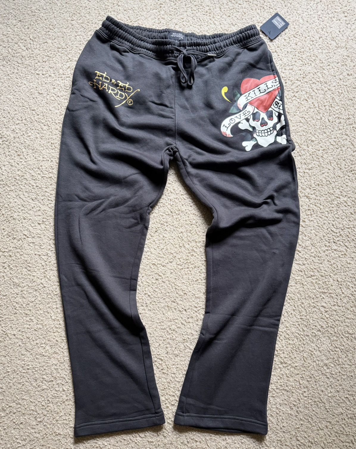 Ed Hardy Ed Hardy Size L Sweatpants Open Hem Grey Love Kills Slowly Size US 33 - 1 Thumbnail