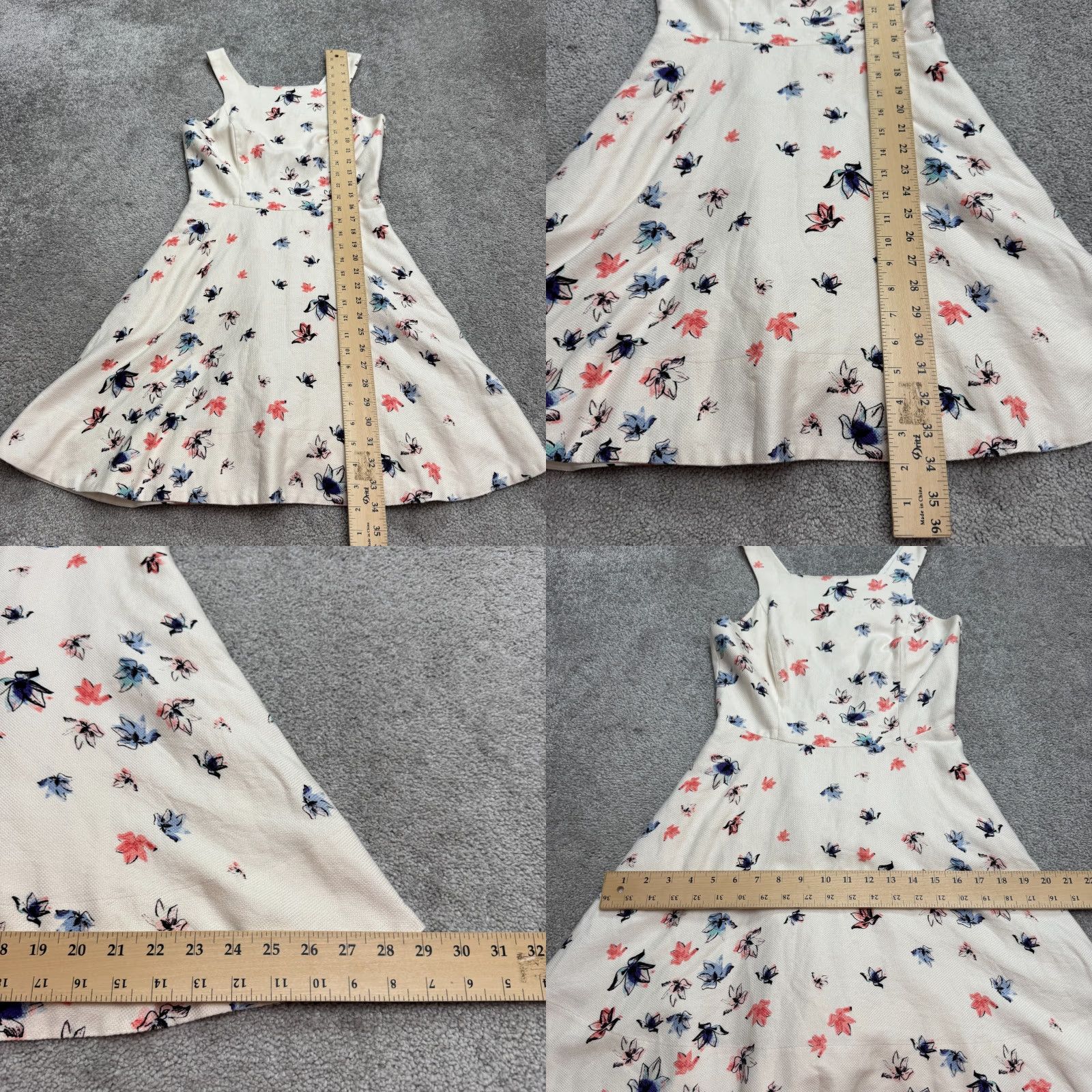 Club Monaco VINTAGE Club Monaco Dress Womens A-Line Sleeveless Ivory Floral 2 Cotton Silk Cut Out Square Neck Size XS / US 0-2 / IT 36-38 - 9 Thumbnail