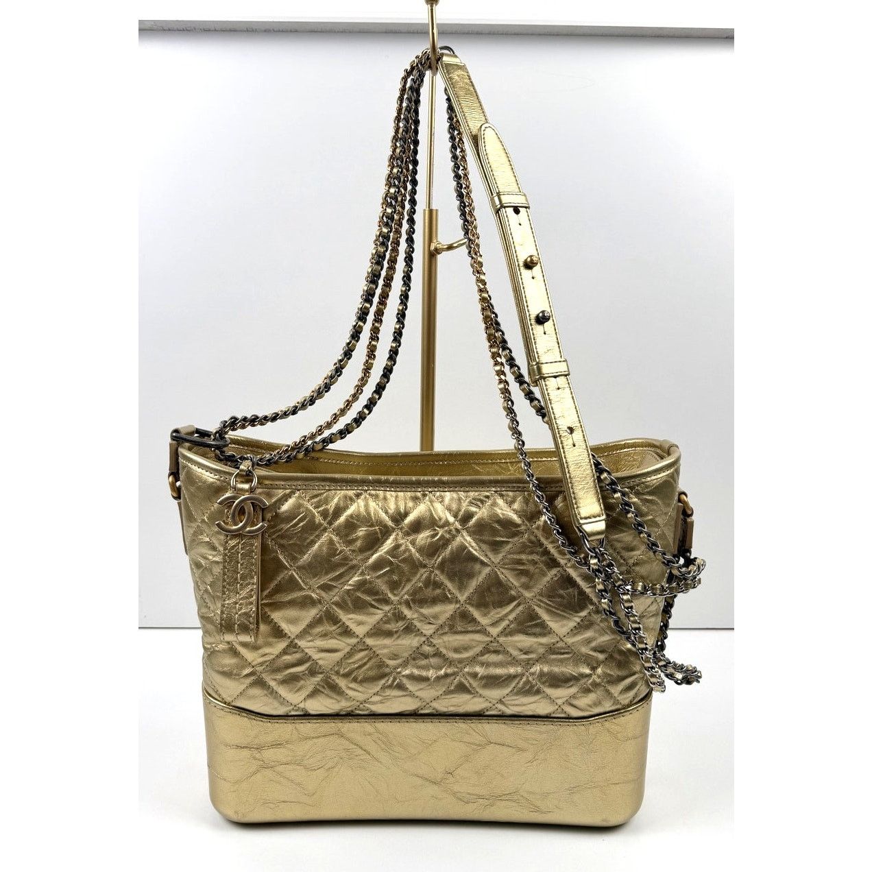 Chanel Chanel Gabrielle Gold Aged Calfskin Large Leather Handbag Size ONE SIZE - 1 Thumbnail