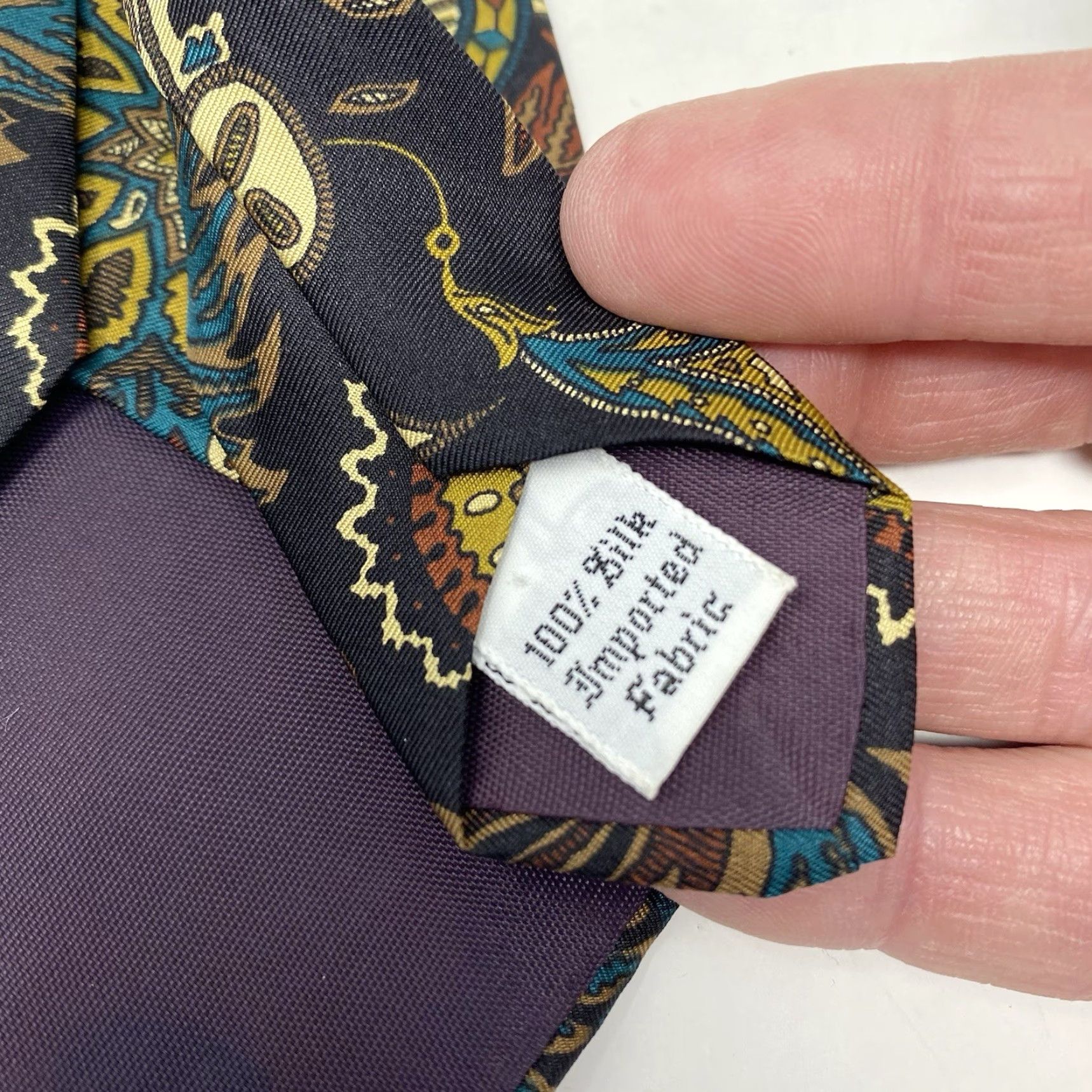 Gant GANT Tie 100% Silk Navy Multicolor Floral Abstract Leaf Made in USA Men One Size Classic 57"-60" Pointed Adjustable Fabric Woven Size ONE SIZE - 4 Thumbnail