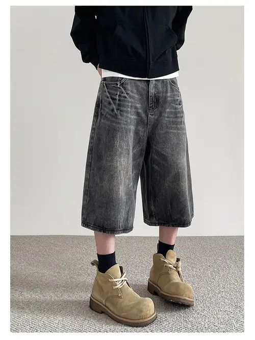 VIBE Baggy Washed Denim Shorts Size US 30 / EU 46 - 7 Thumbnail