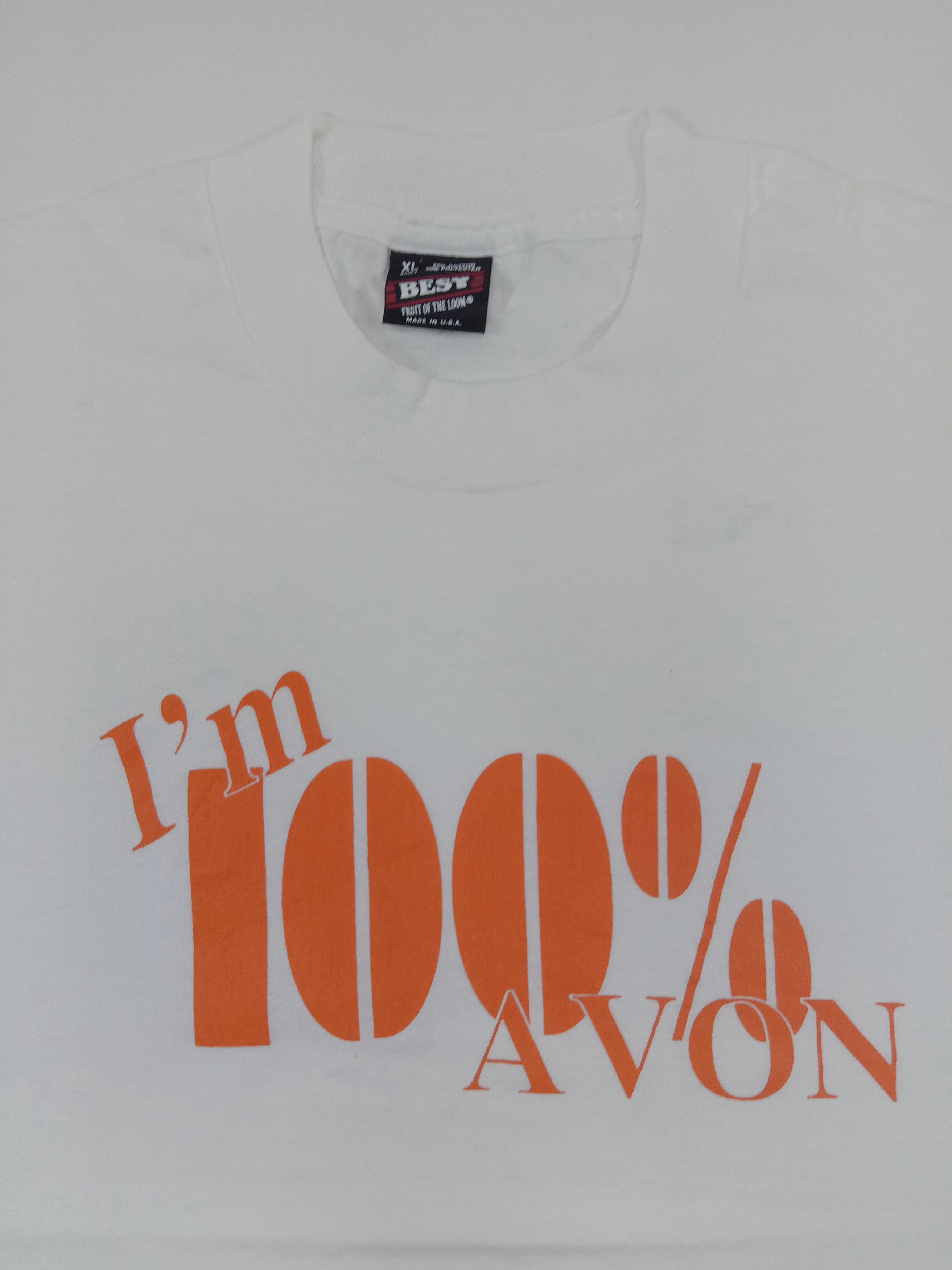 Fruit Of The Loom Vintage 90s Fruit Of The Loom "I'm 100% Avon" T shirt Size US XL / EU 56 / 4 - 2 Thumbnail