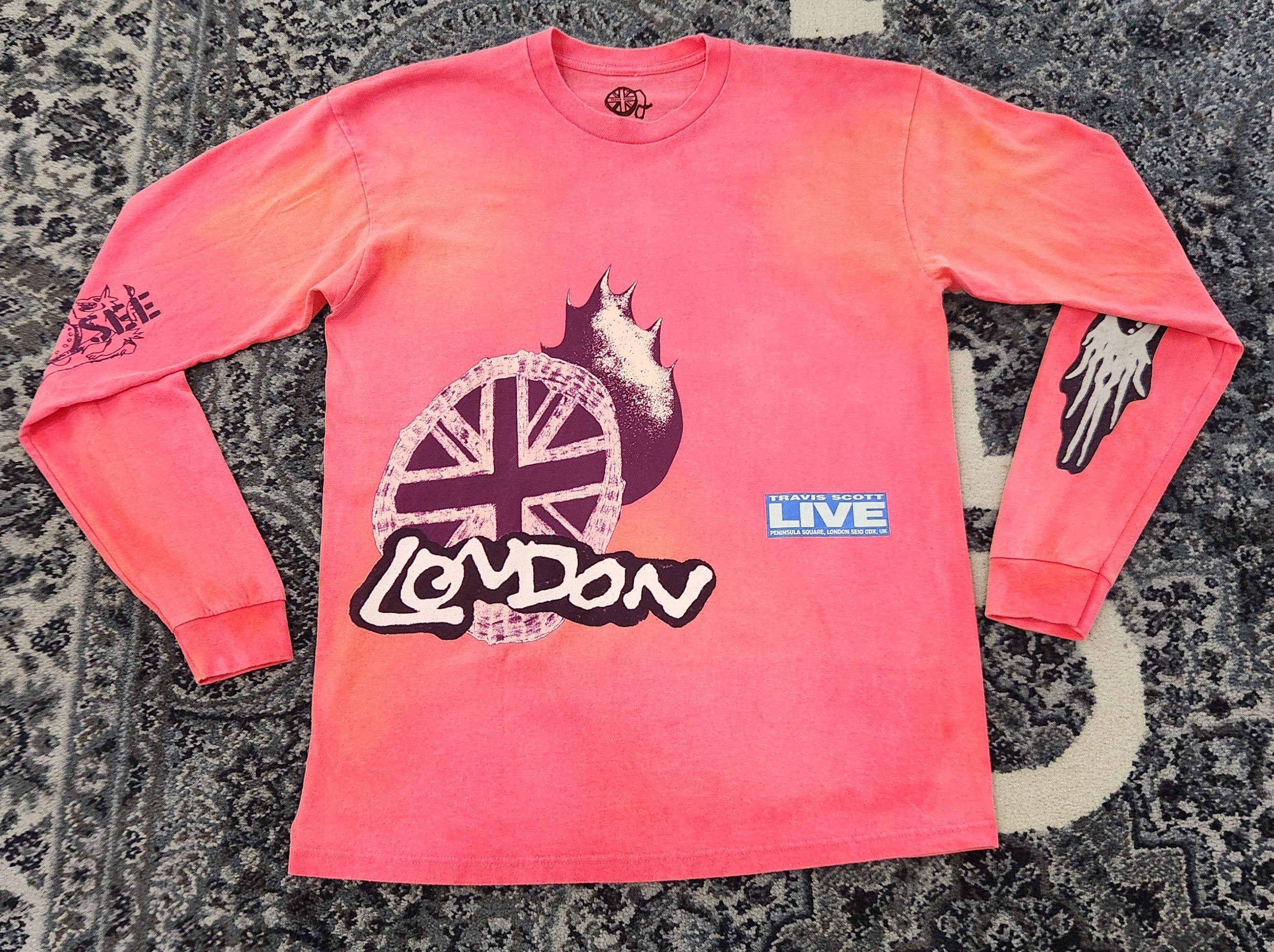 image of Travis Scott "02 Live" L/s T-Shirt in Pink, Men's (Size Medium)