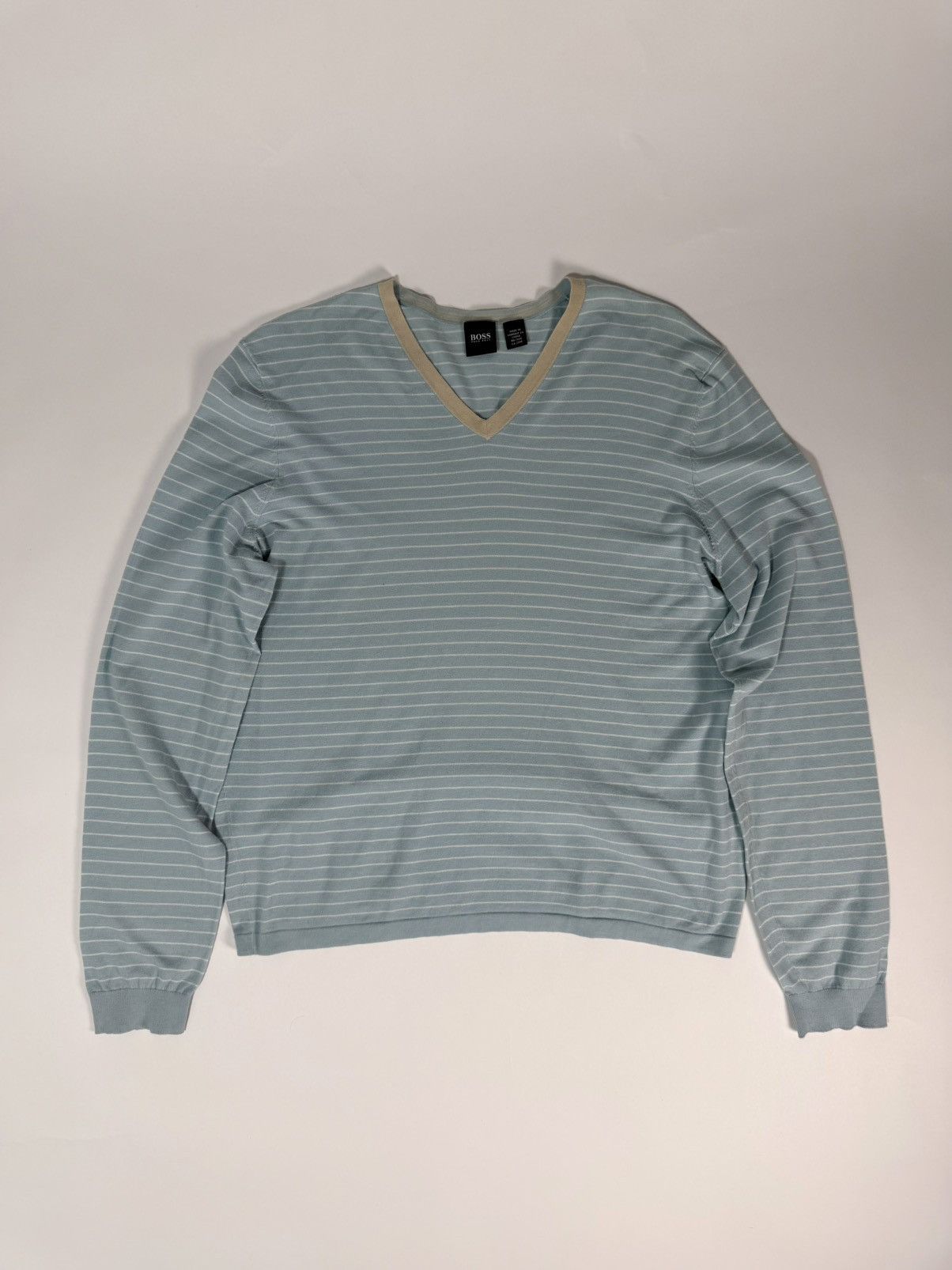 Hugo Boss Hugo Boss Striped V-Neck L/S T-Shirt Size US M / EU 48-50 / 2 - 1 Thumbnail