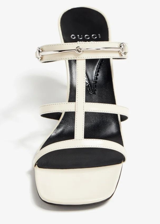 Gucci o1s1wg110225 Women's Slim Horsebit Slide Sandals in White Size US 5.5 / IT 35.5 - 2 Thumbnail