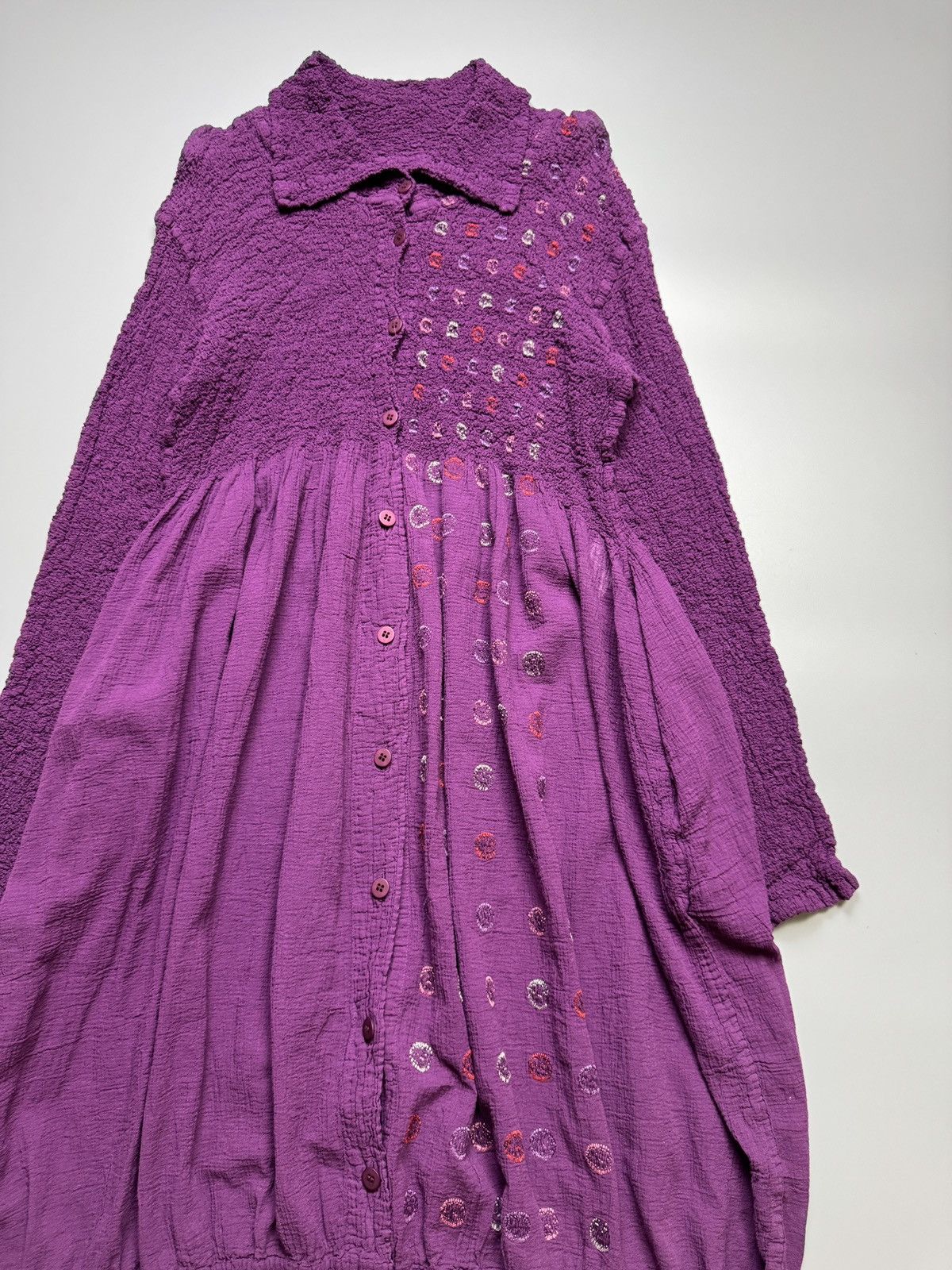 Issey Miyake Issey Miyake Me - Flower Embroidered Design Pleated Dress Size ONE SIZE - 6 Thumbnail