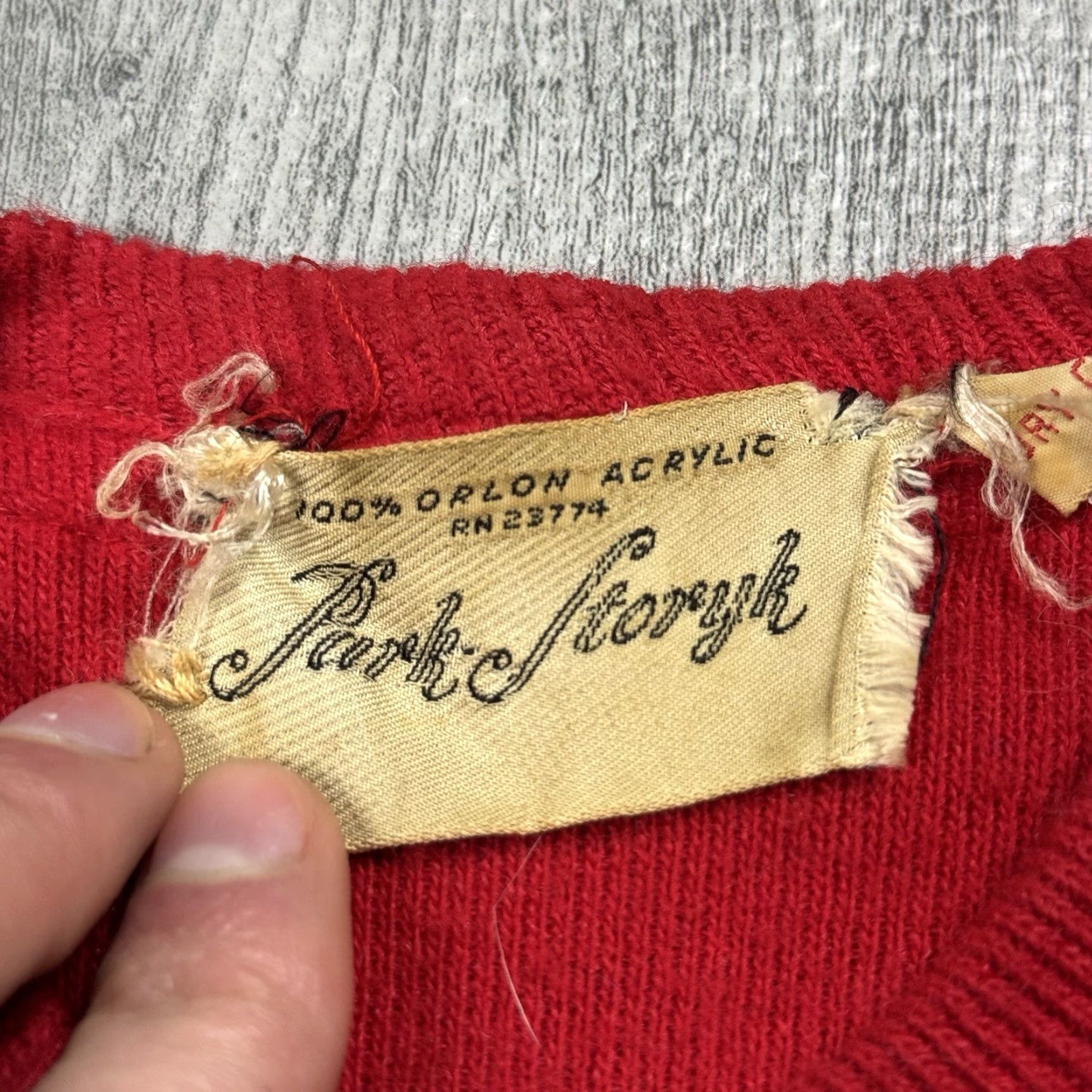 Vintage Vintage 1950s Women's Cherry Red Cardigan Sweater Park Storyk Glam Chainstitch Clasp 34 S Size S / US 4 / IT 40 - 3 Thumbnail