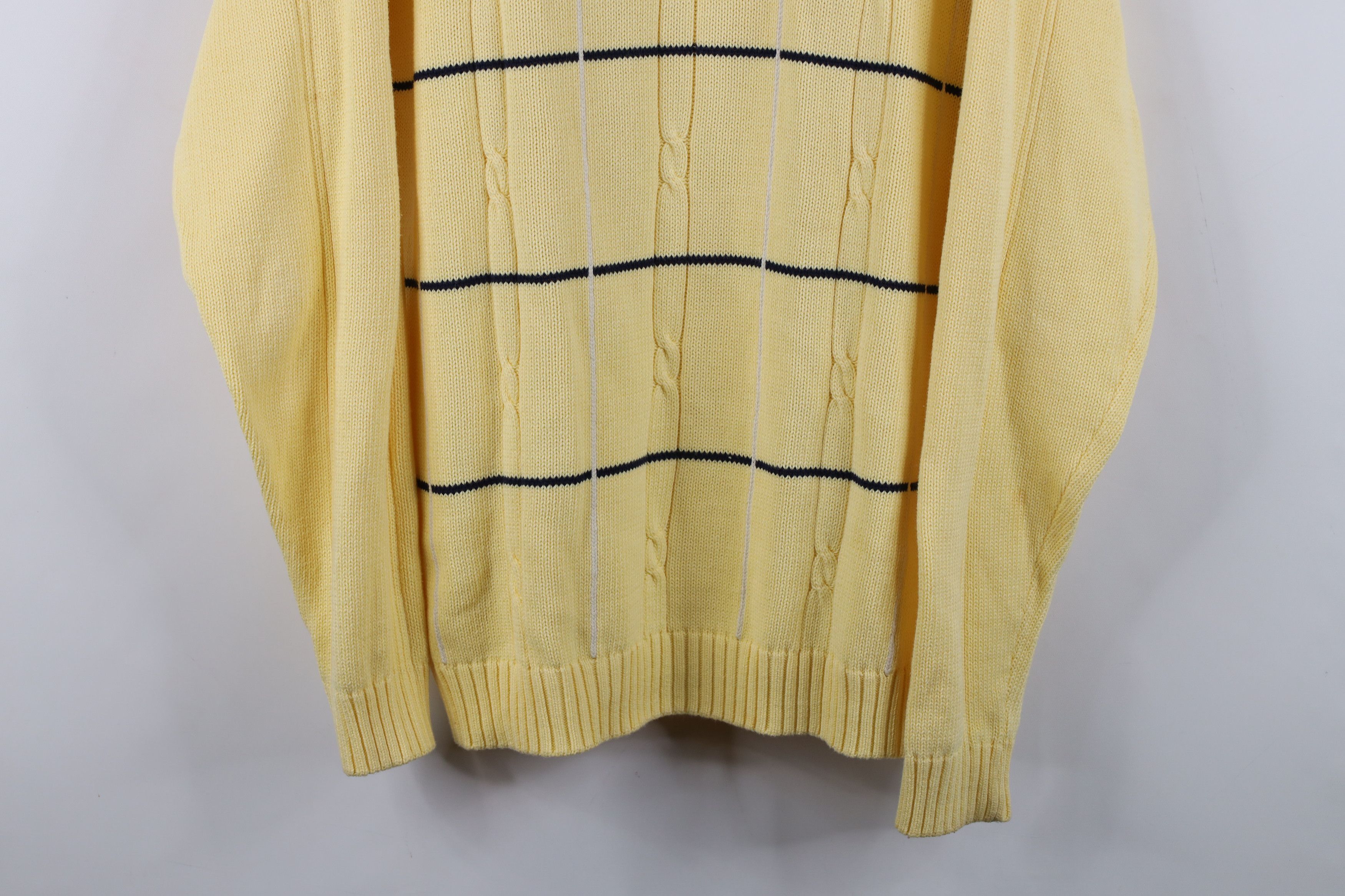 Vintage Vintage 90s Streetwear Ribbed Cable Knit Sweater Yellow Size US L / EU 52-54 / 3 - 3 Thumbnail