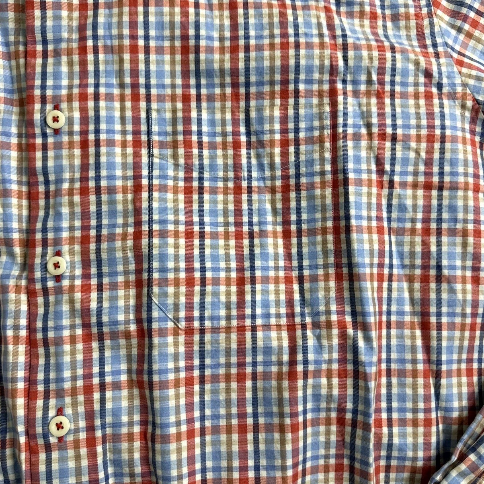 David Donahue David Donahue Dress Shirt Mens 2XL Plaid Button Up Long Sleeve Tartan Blue Multicolor Pattern Casual Formal Business Shirt Size 48R - 4 Thumbnail