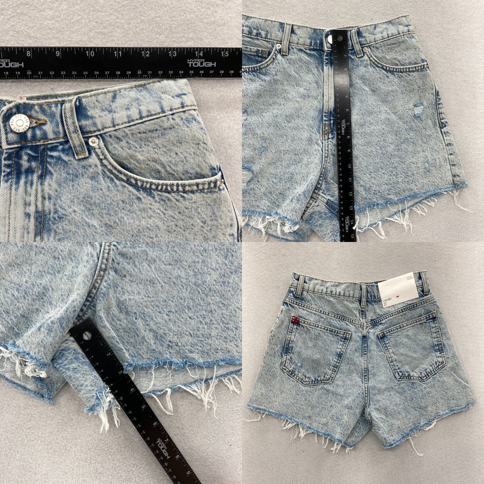 Bdg BDG Urban Outfitters A Line Shorts Women 27 Blue Denim Distressed Raw Hem NWT Size 27" / US 4 / IT 40 - 8 Thumbnail