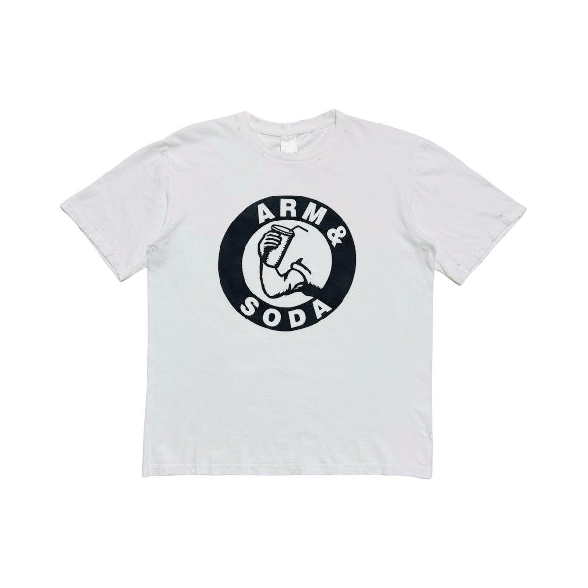 image of Number N Ine Ss02 “Modern Age” Distressed Tee in White, Men's (Size Large)
