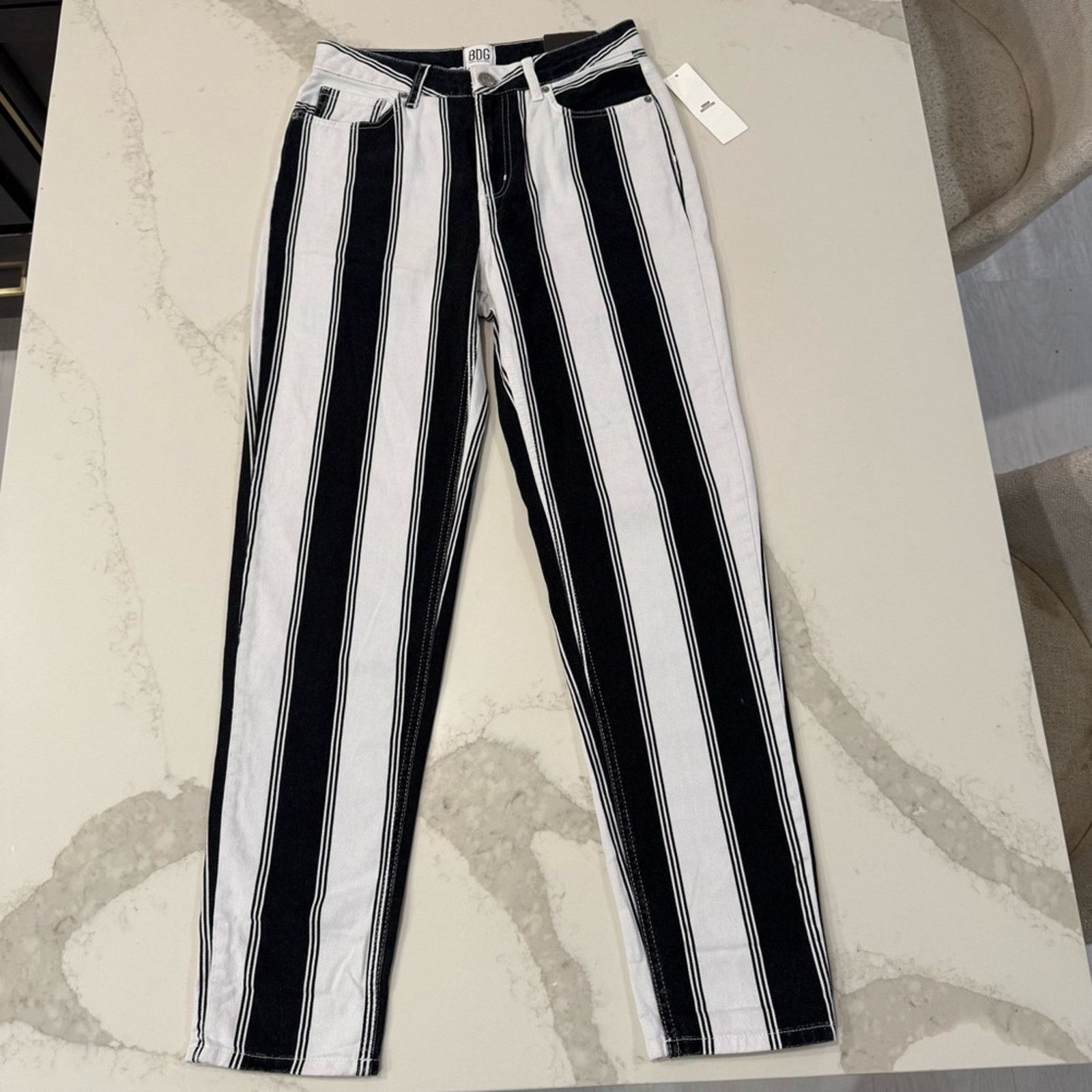 Bdg BDG Urban Outfitters NWT Striped Mom Denim Jeans Womens 26 Size 26" / US 2 / IT 38 - 3 Thumbnail