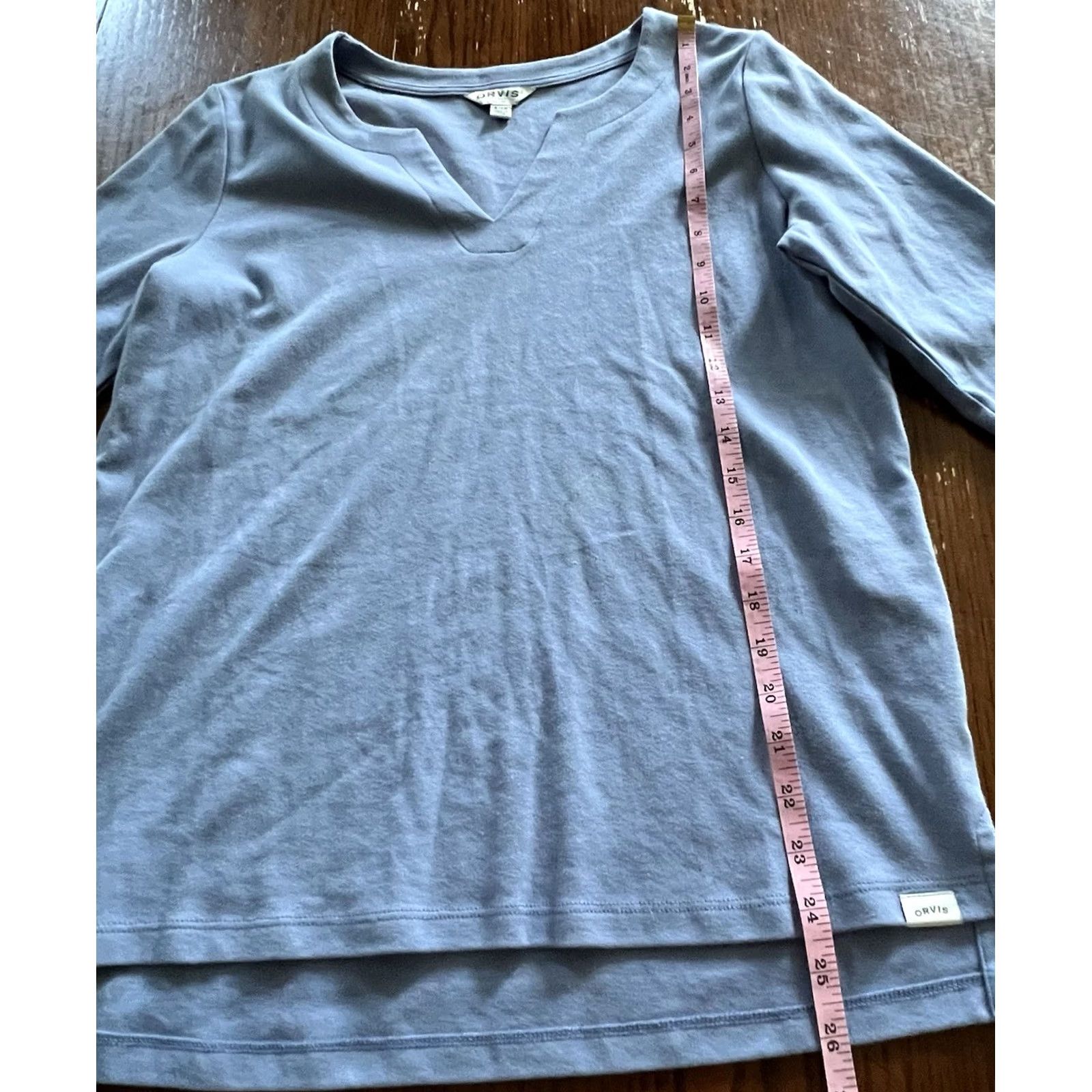 Orvis Orvis Shirt Womens Small V-Neck 3/4 Sleeve Blue Cotton Casual Size S / US 4 / IT 40 - 6 Thumbnail