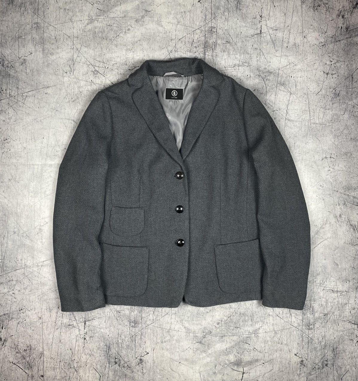 Bogner Bogner Wool Blazer Women L Gray Tailored Luxury Size XL / US 12-14 / IT 48-50 - 2 Thumbnail