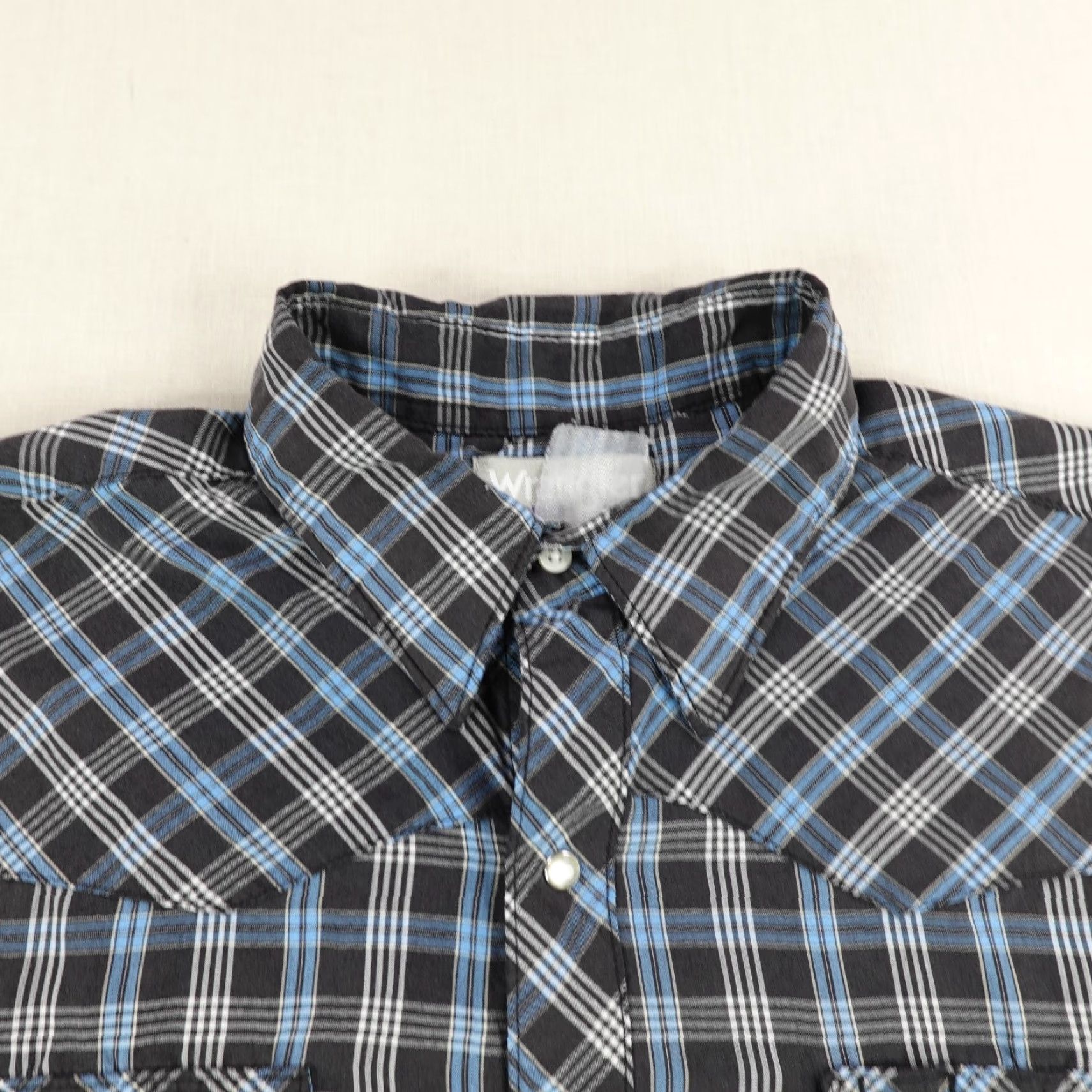 Wrangler VINTAGE Wrangler Shirt Mens XL Blue Plaid Western Pearl Snap Wrancher Slanted Pocket Size US XL / EU 56 / 4 - 2 Thumbnail