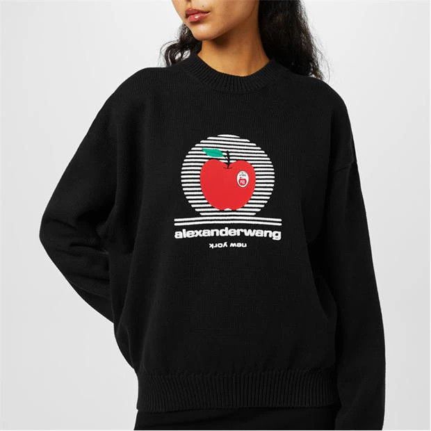 o1g2r1mq0824 Ny Apple Pullover Sweatshirts in Black