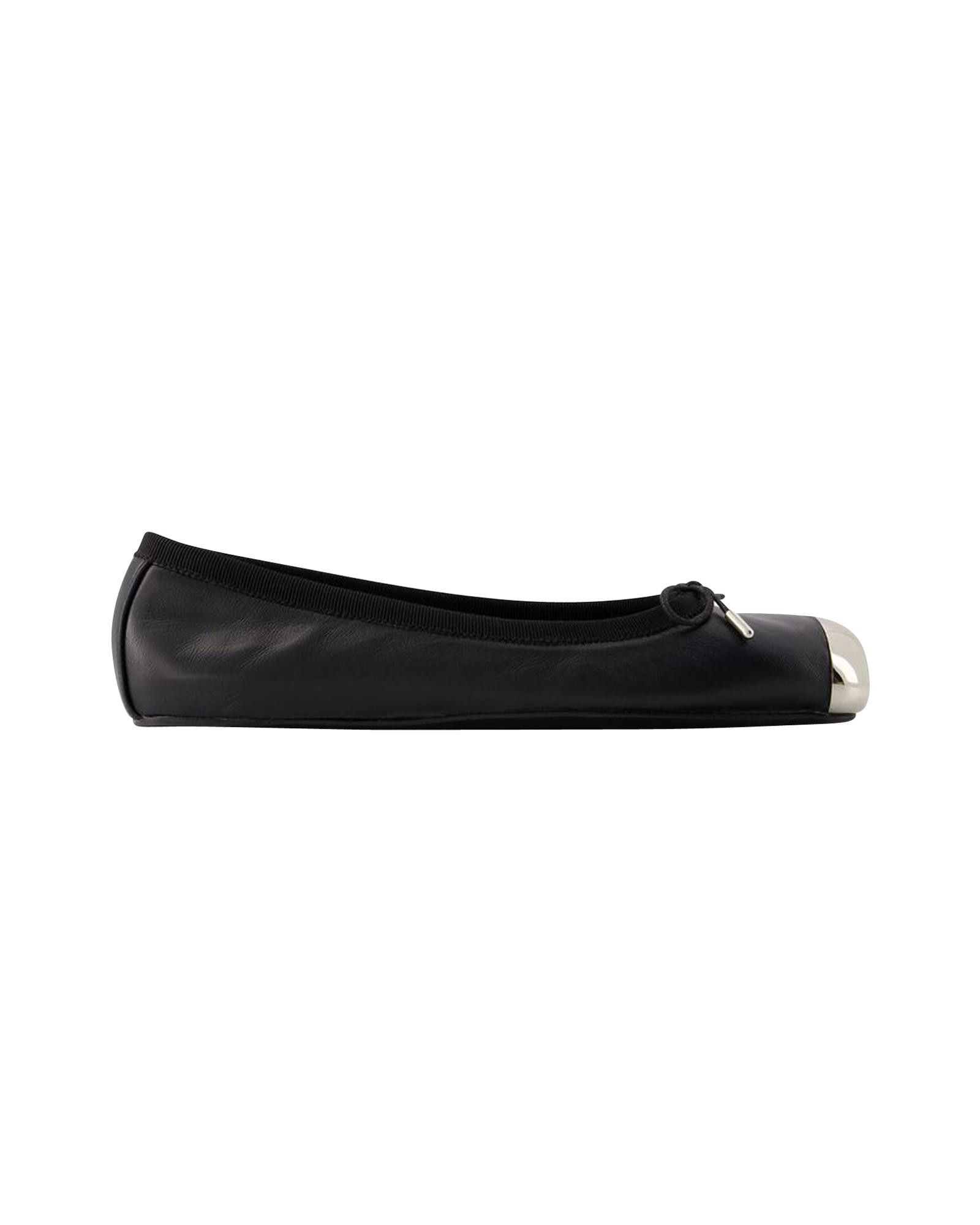 image of Alexander Mcqueen Punk Ballet Flats - Leather - Black/silver, Women's (Size 7)