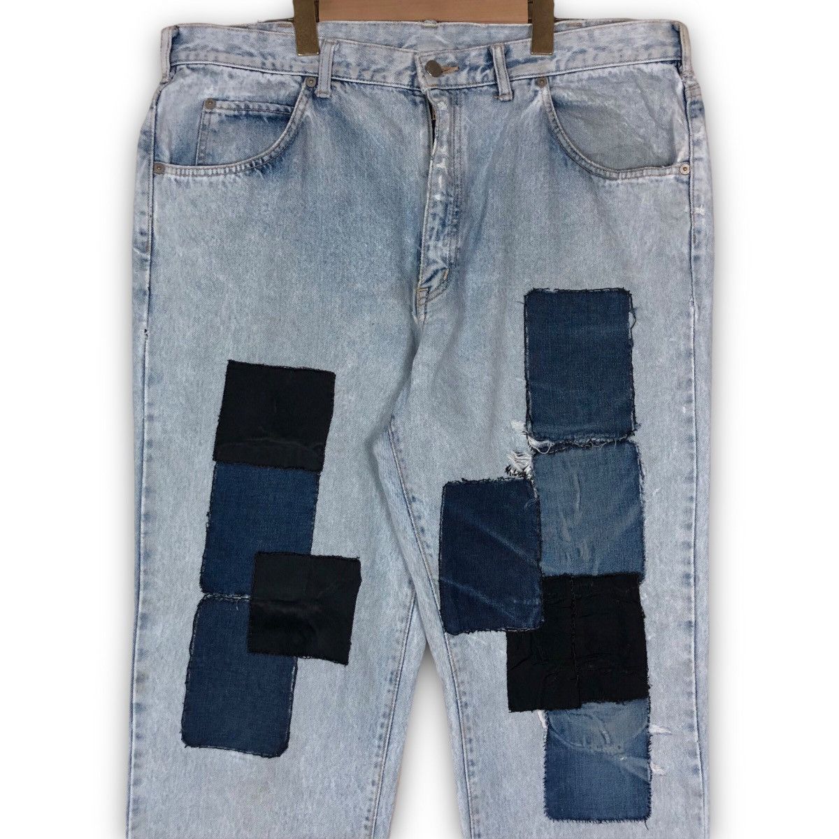 Edwin Vintage Edwin Acid Wash Distressed Patchwork Denim Jeans Size US 42 / EU 58 - 2 Thumbnail
