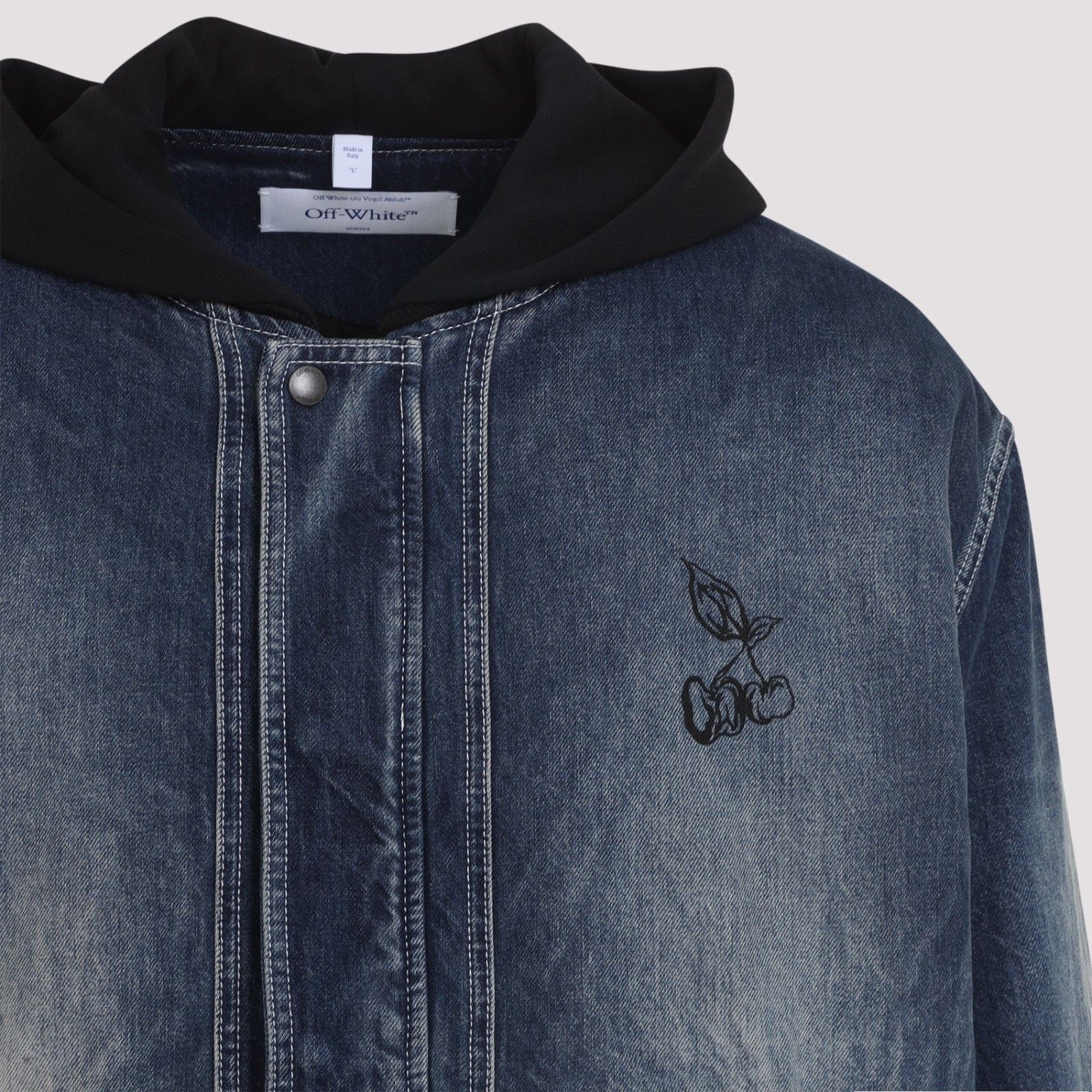 Off-White OFF-WHITE Cherry Fleece Blue Denim Jacket New & Authentic (M Size US M / EU 48-50 / 2 - 4 Thumbnail