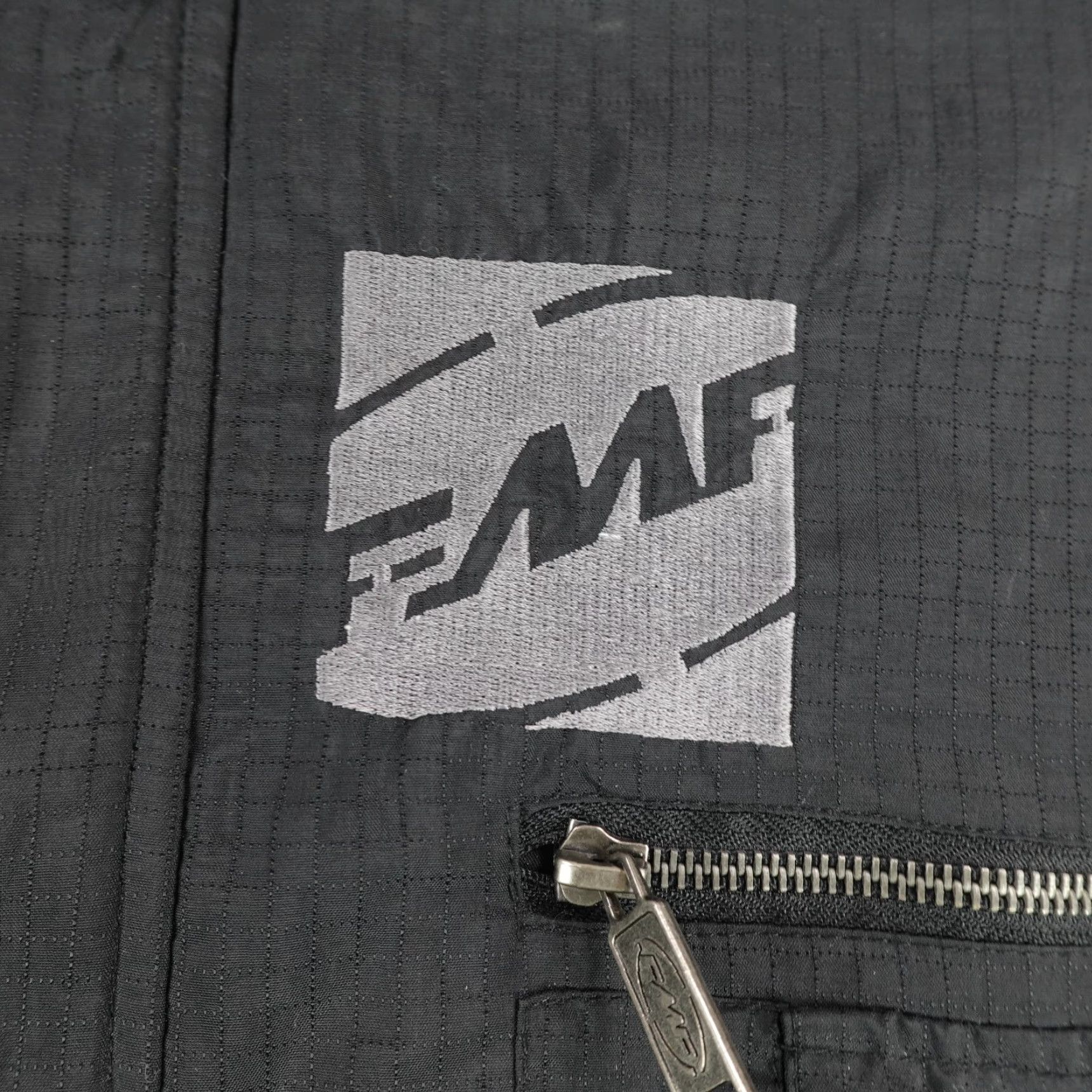 Vintage FMF Jacket Mens Medium Quilted Lined Racing Riding Polyester Black Zip Pockets Stand-Up Collar 1990s Biker Gift Size US M / EU 48-50 / 2 - 4 Thumbnail