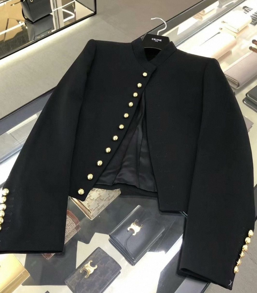 Celine Celine Black Stand Collar Jacket. Size XS / US 0-2 / IT 36-38 - 2 Thumbnail